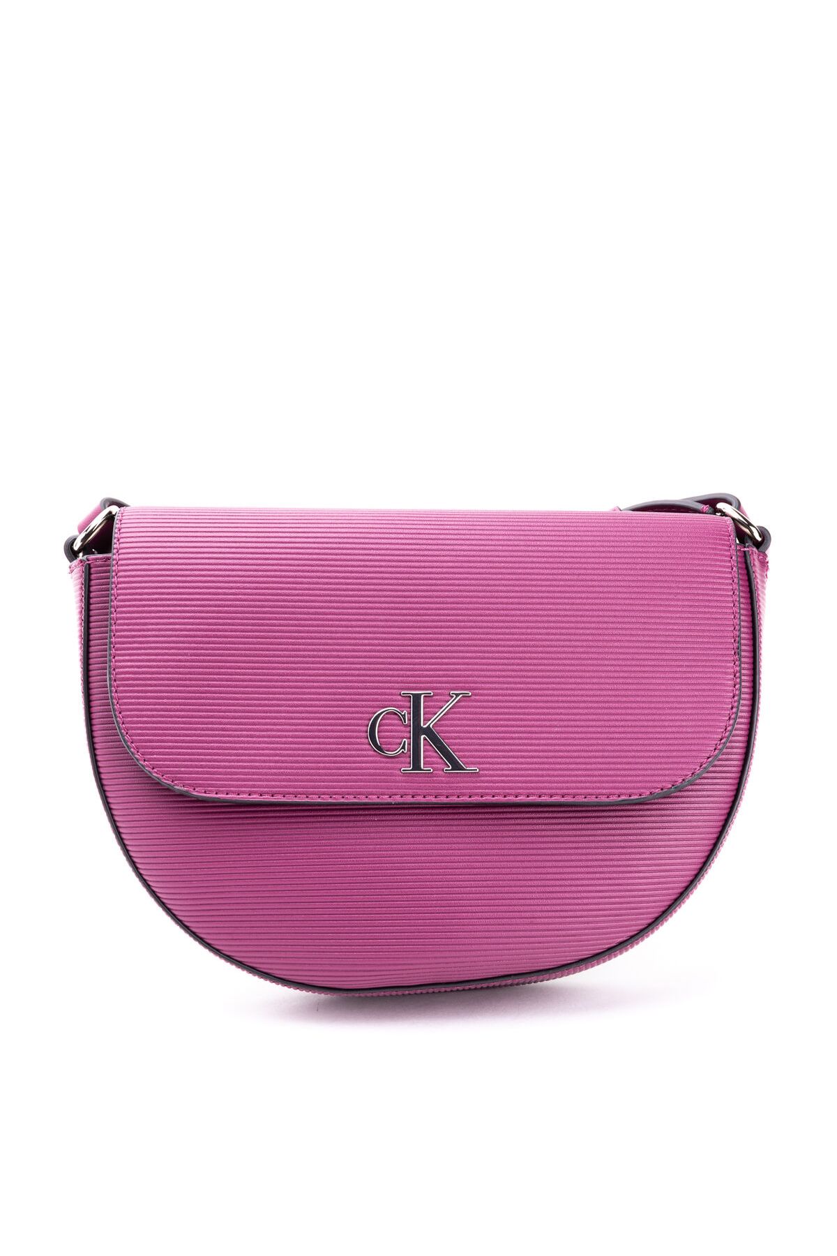 Calvin Klein Women s Leather Brand Logo Zippered Purple Shoulder