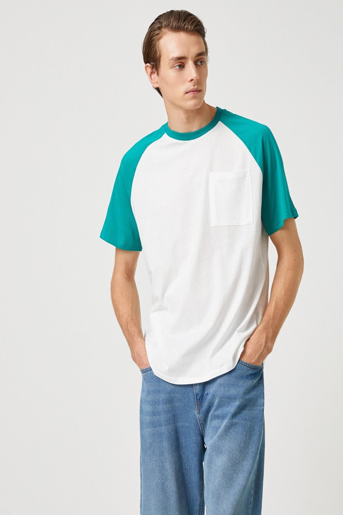 Koton Pocket Detailed T Shirt Raglan Sleeve Crew Neck Short Sleeve