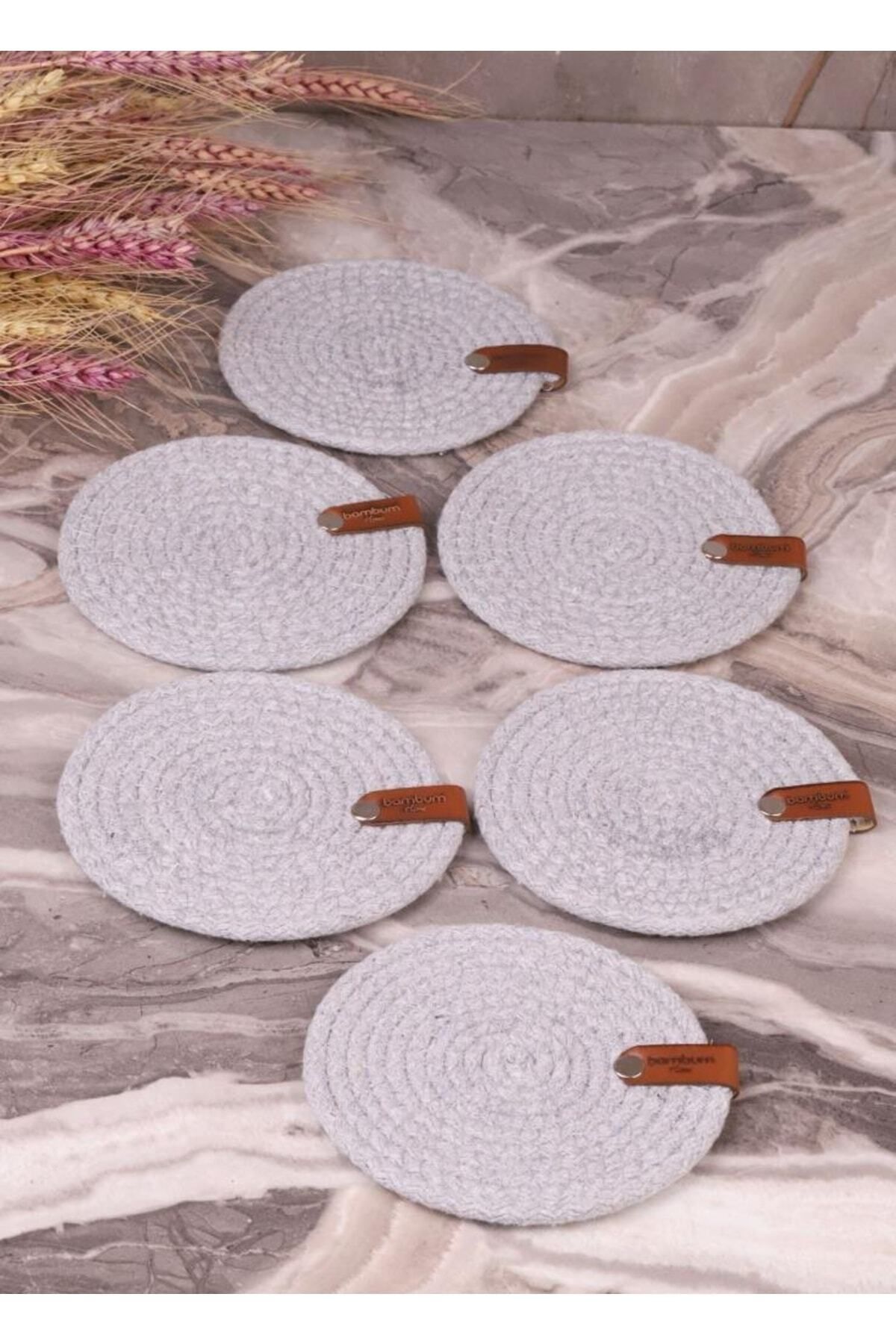 Bambum Koza 6 Piece Coasters Gray Trendyol