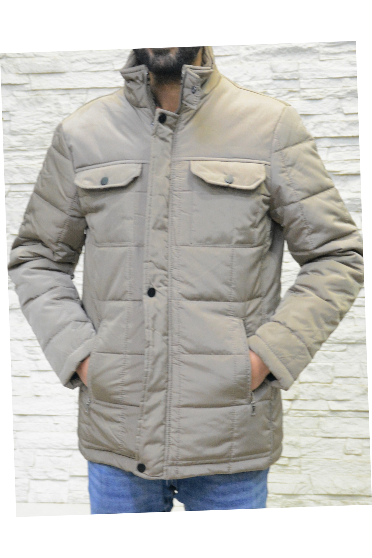  پالتو زمستانی دوخته شده از پارچه باندیت، رنگ بژ