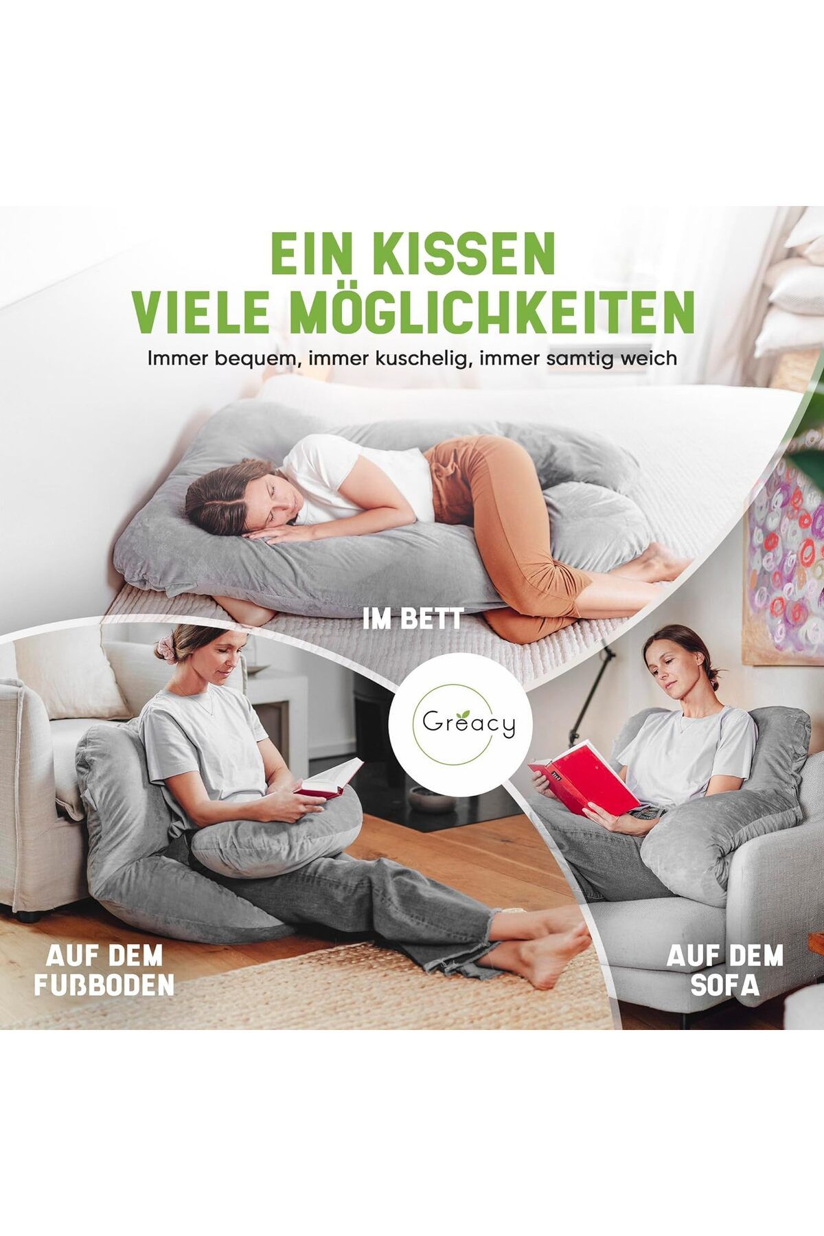 Greacy-Pillow for side layers with sheath, XXL, pregnancy pillow for sleep 2