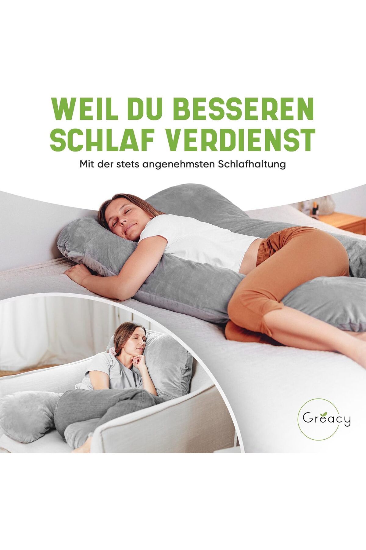 Greacy-Pillow for side layers with sheath, XXL, pregnancy pillow for sleep 3