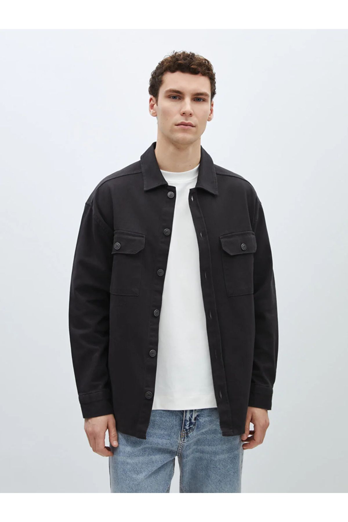 LC Waikiki LCW Casual Comfortable Fit Long Sleeve Gabardine Men s Shirt Jacket