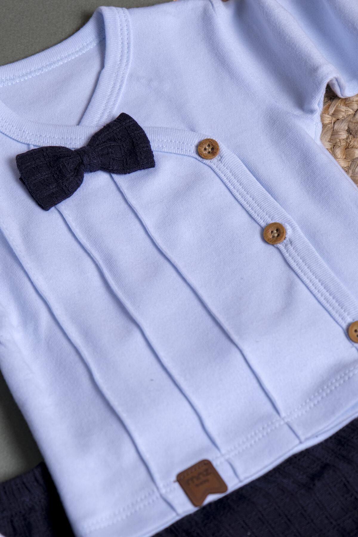 VERONA TARZ Yeni Sezon Kasketli Nervüllü Kumaş Erkek Bebek 5li Hastane Çıkış Seti Yenidoğan Kıyafeti fotoğrafı 4 (önizleme)