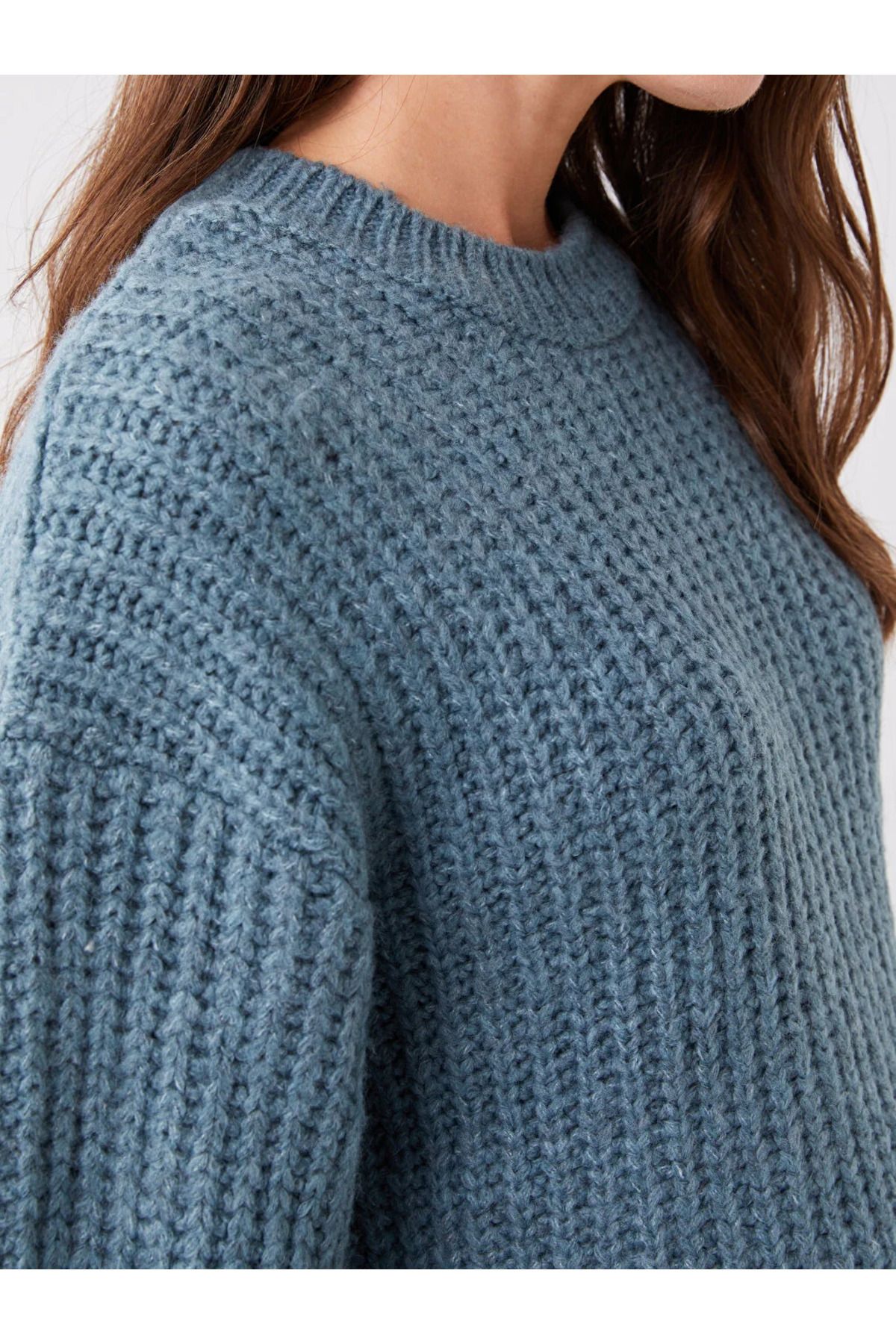 LC Waikiki-Maternity Crew Neck Self Patterned Long Sleeve Oversize Maternity Knitwear Sweater 6