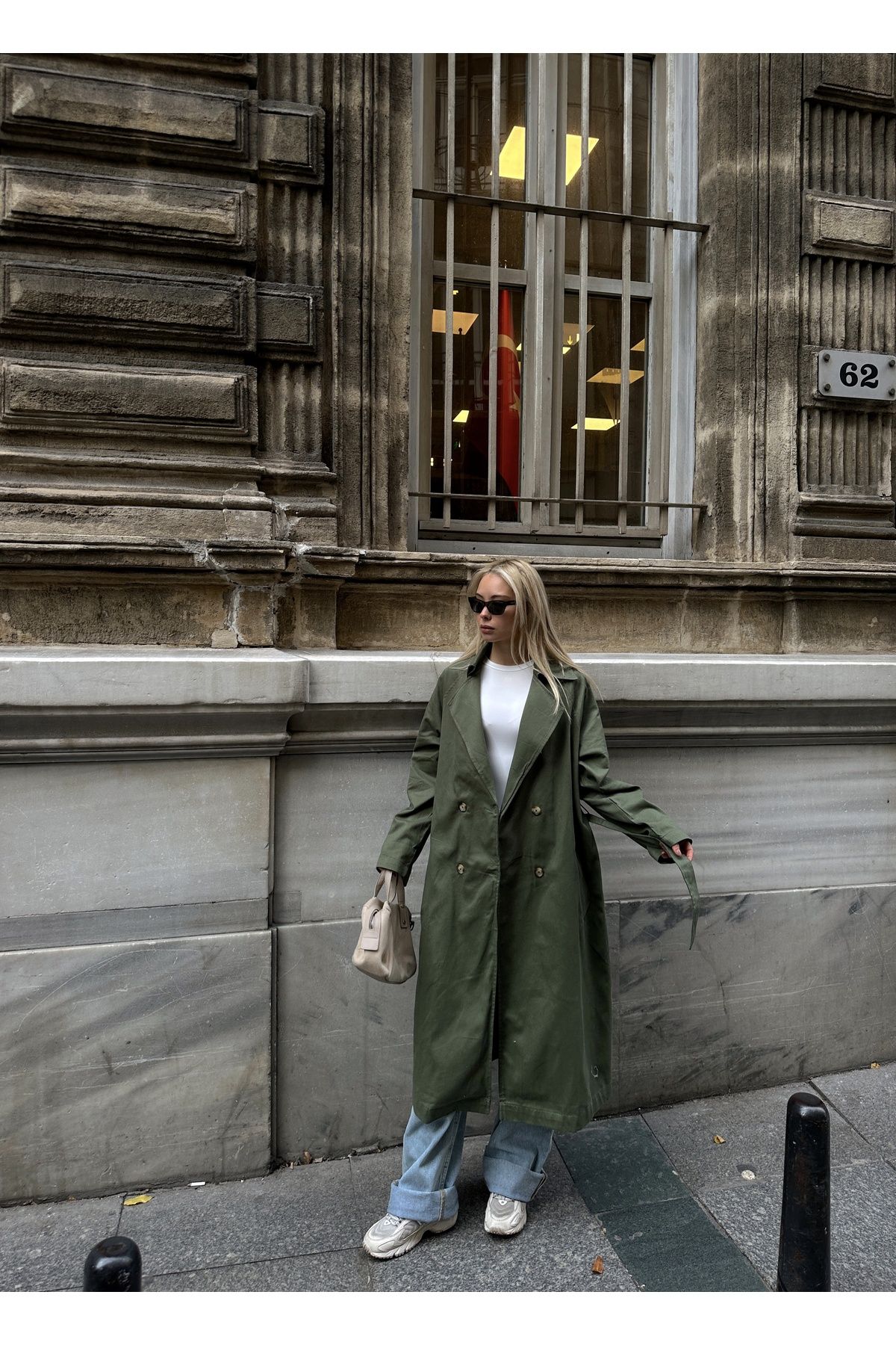 Dark green outlet trench coat