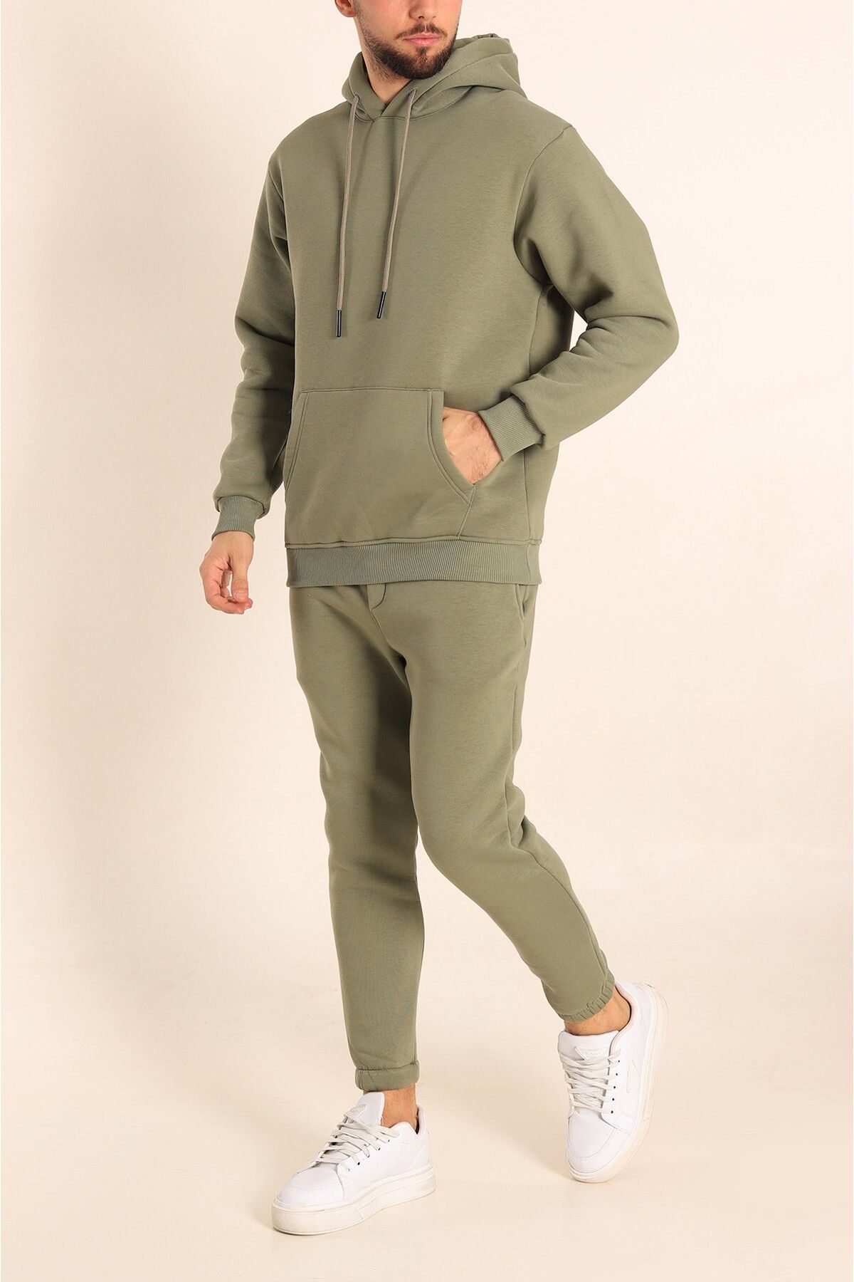 YAKAMEL Men s Tracksuit Set Khaki Jogger Trendyol