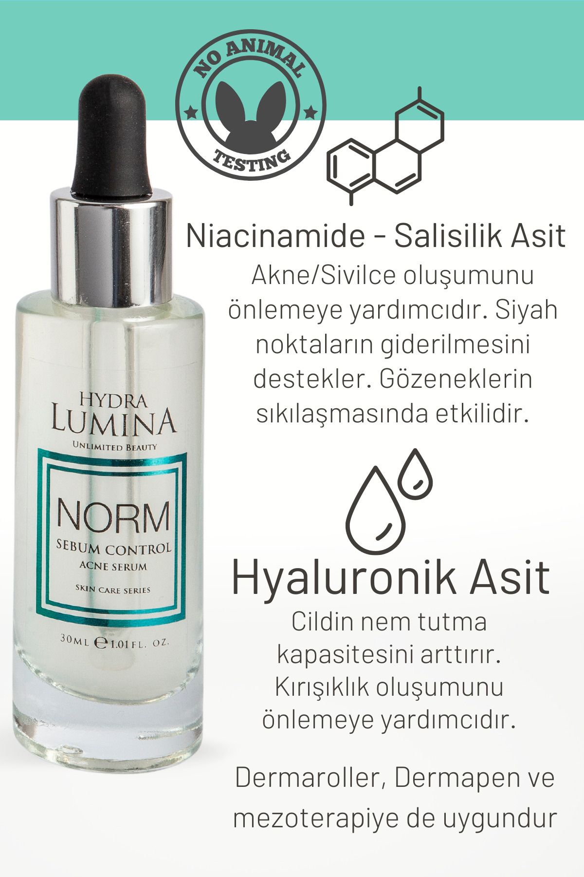 سرم سفت کننده منافذ ضد آکنه Norm (نیاسینامید، اسید سالیسیلیک) HYDRA LUMINA