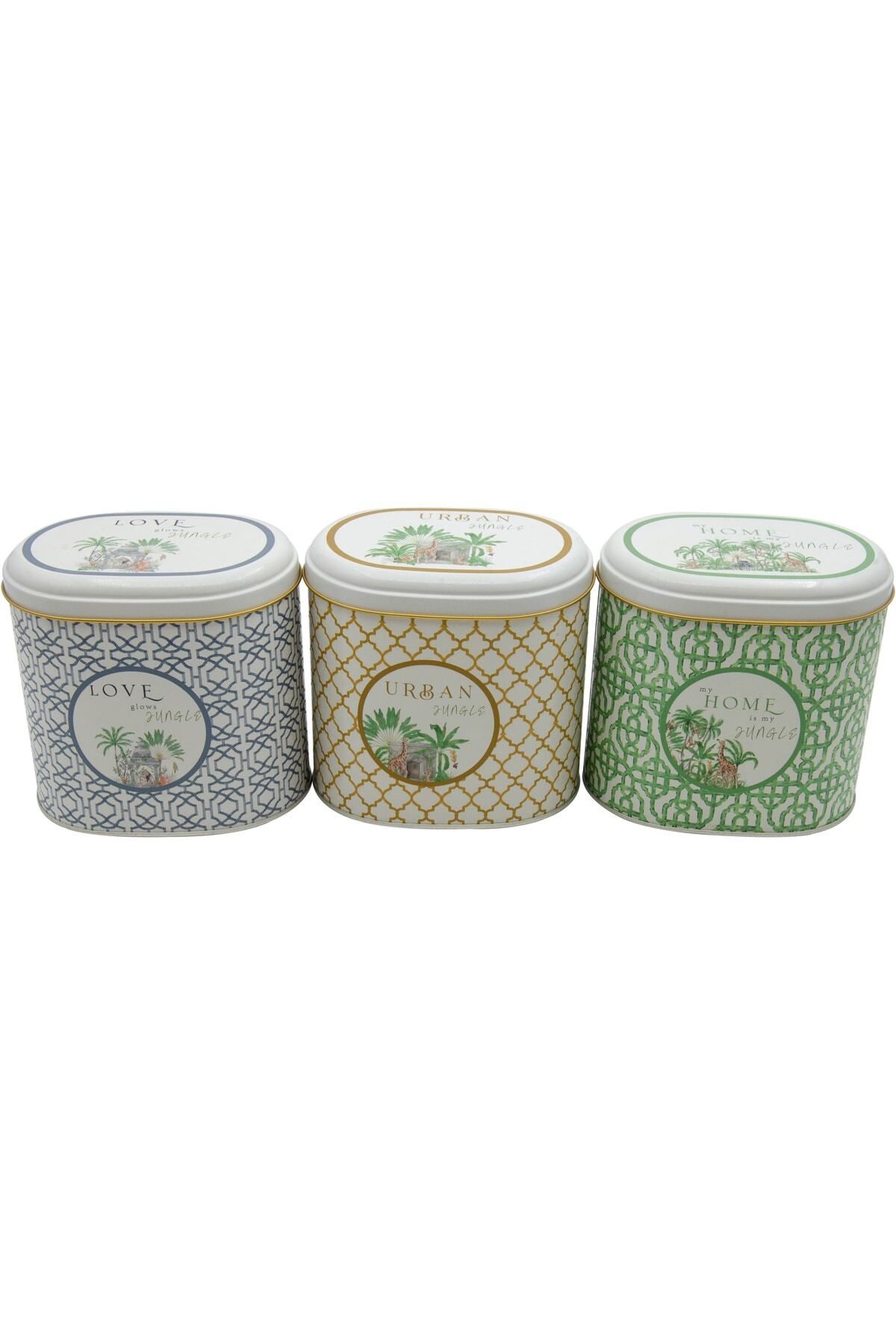 EVLE-Erb07u3 Oval Metal Storage Container Set of 3, Forrest 2