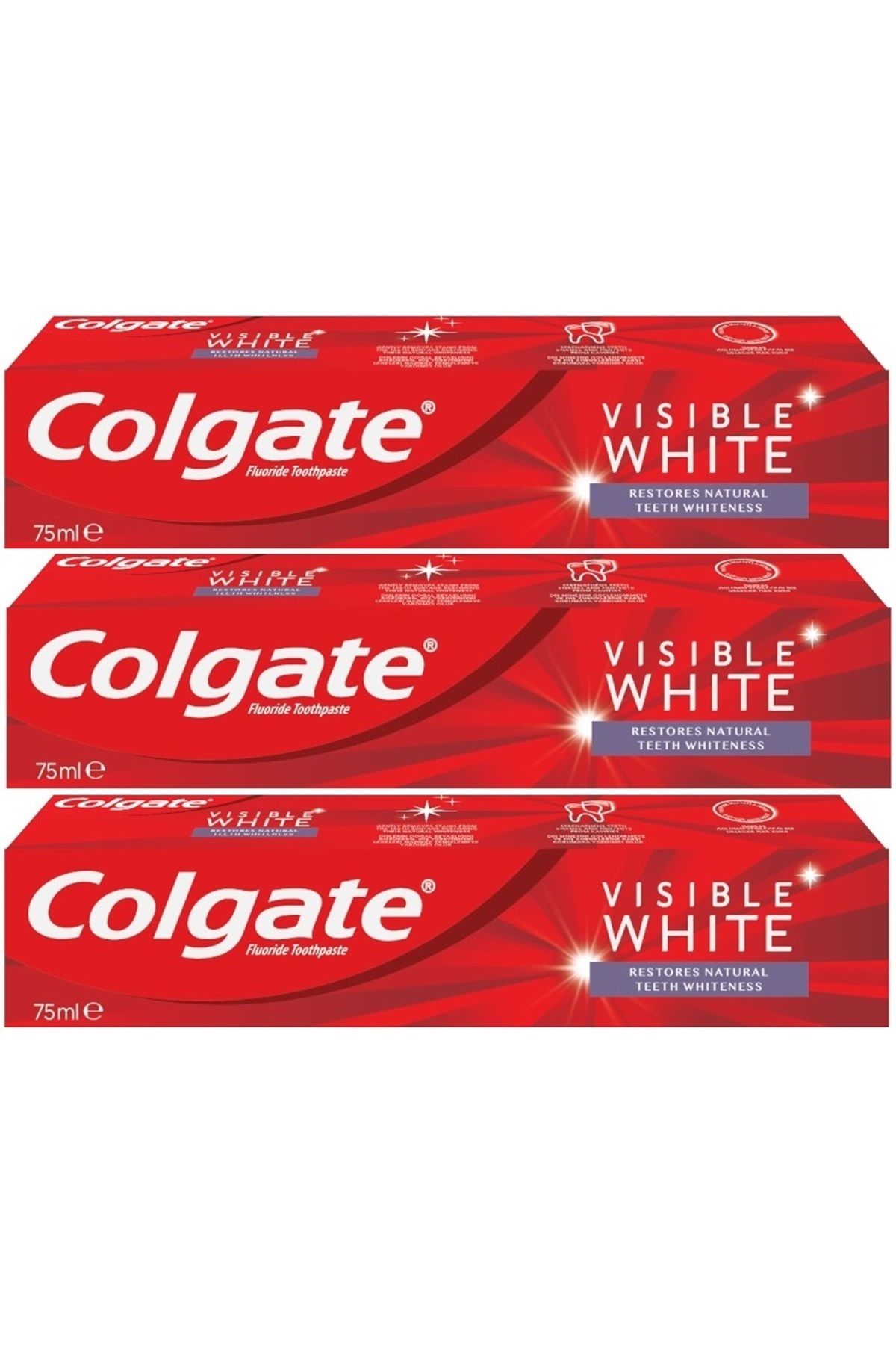 Colgate-معجون أسنان 75 مل أبيض مرئي/بيضاء مرئية (مجموعة من 3) 1