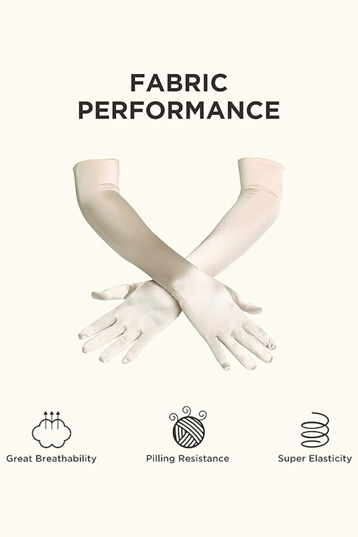 Limelia  Uzun Saten Balo Nikah Eldiveni Özel Günler İçnin Şık Kostüm Eldiveni Kırık Beyaz - Görsel 5