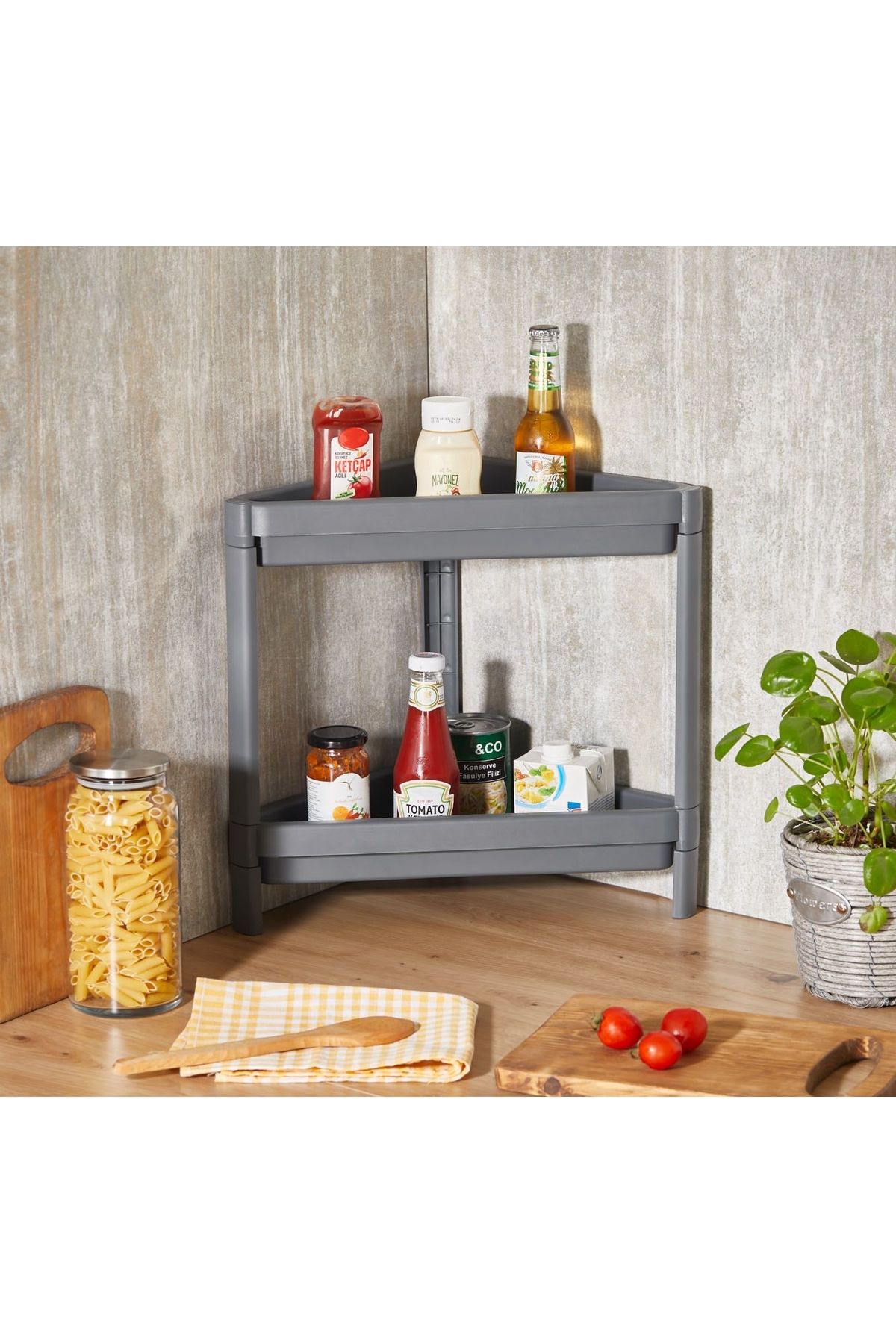 Vesken corner store shelf unit