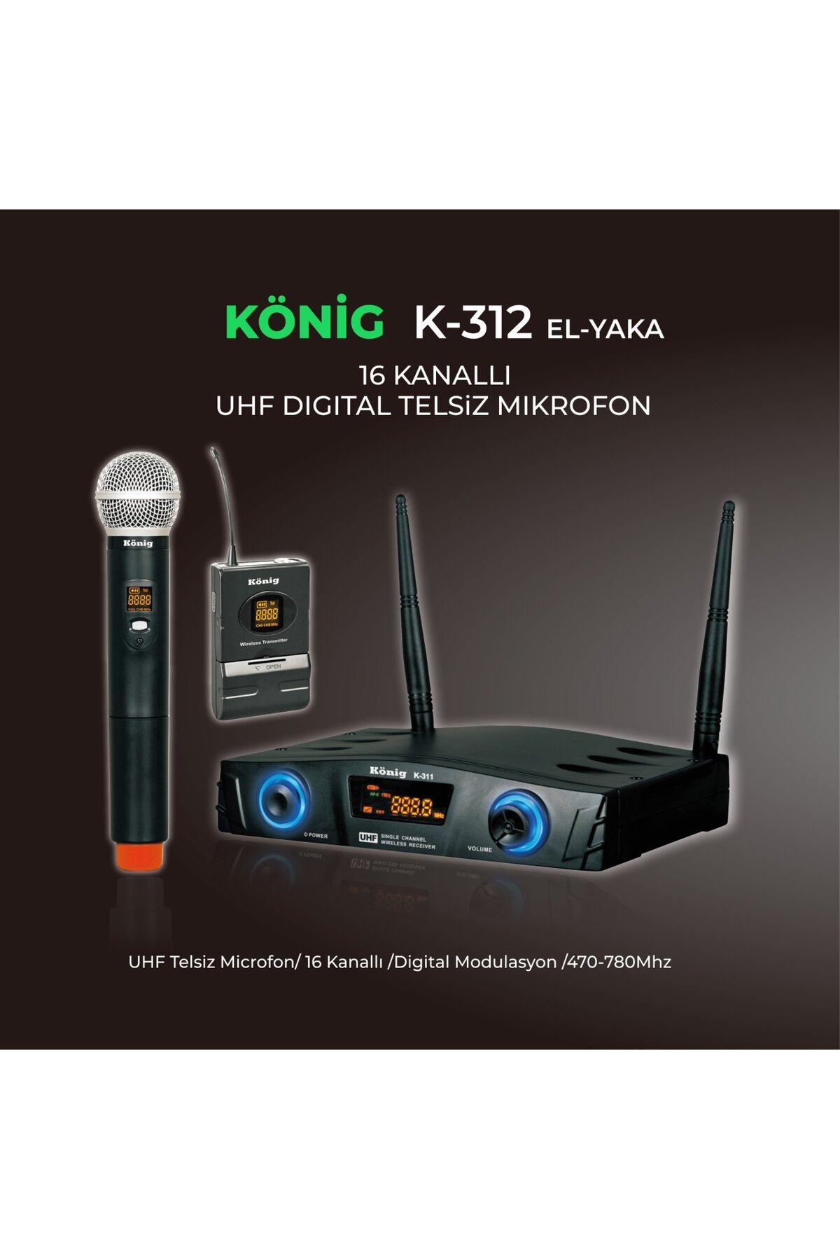 König KÖNİG K-312 EY 1 EL-1 YAKA TELSİZ MİKROFONU