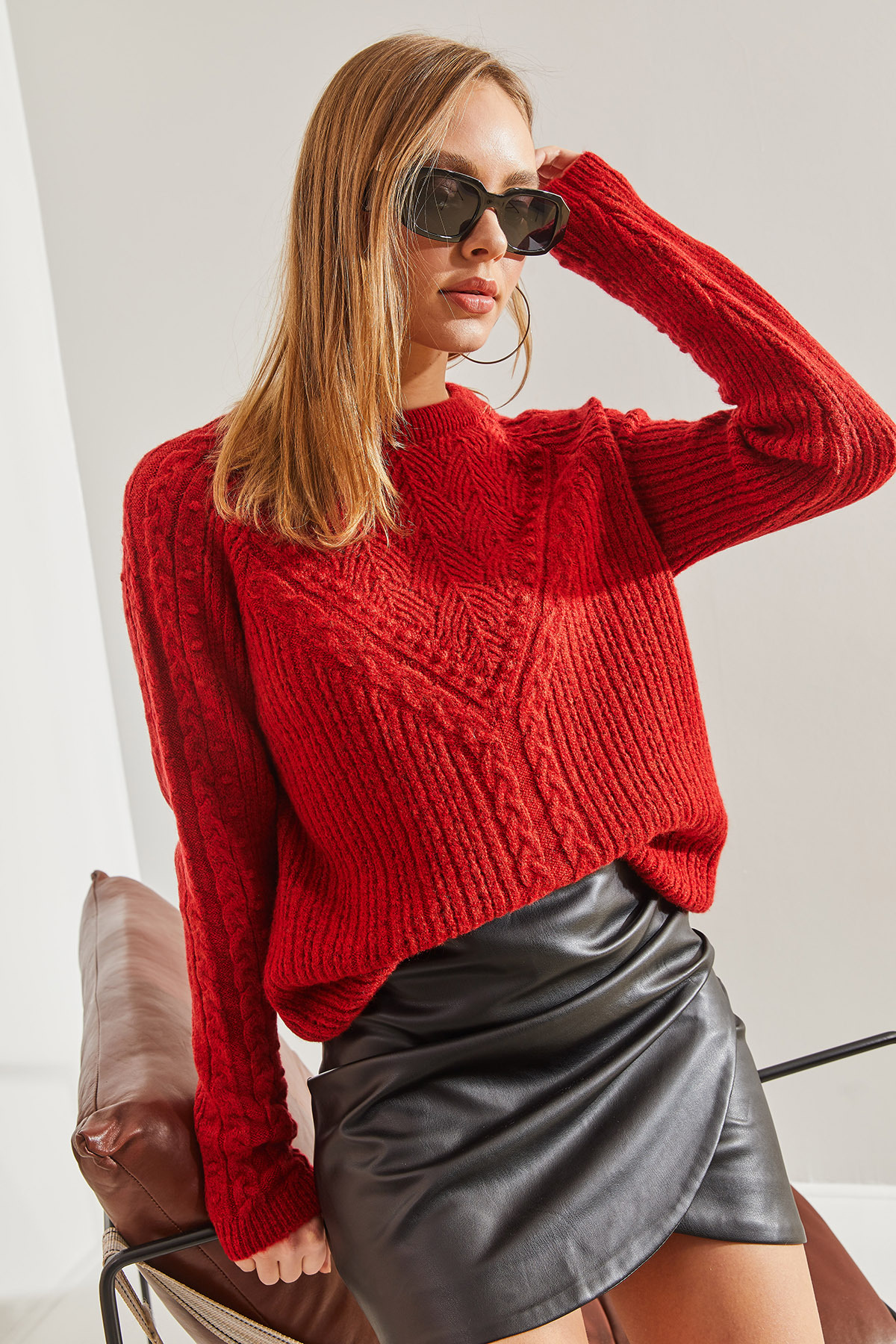 Bianco Lucci  Kadın Desenli Triko Kazak 20234261 - Görsel 6