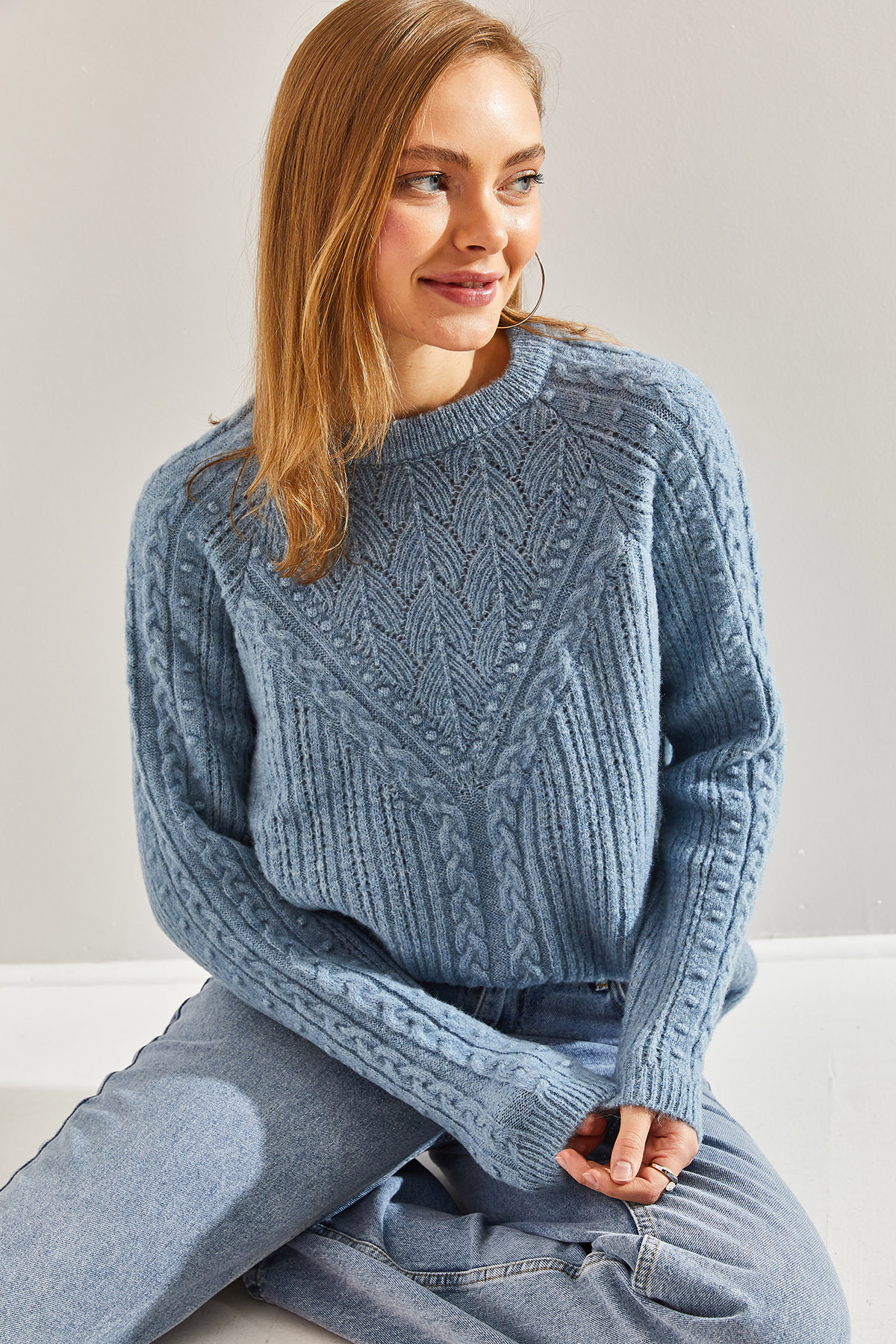 Bianco Lucci-Gemusterter Strickpullover für Damen 4