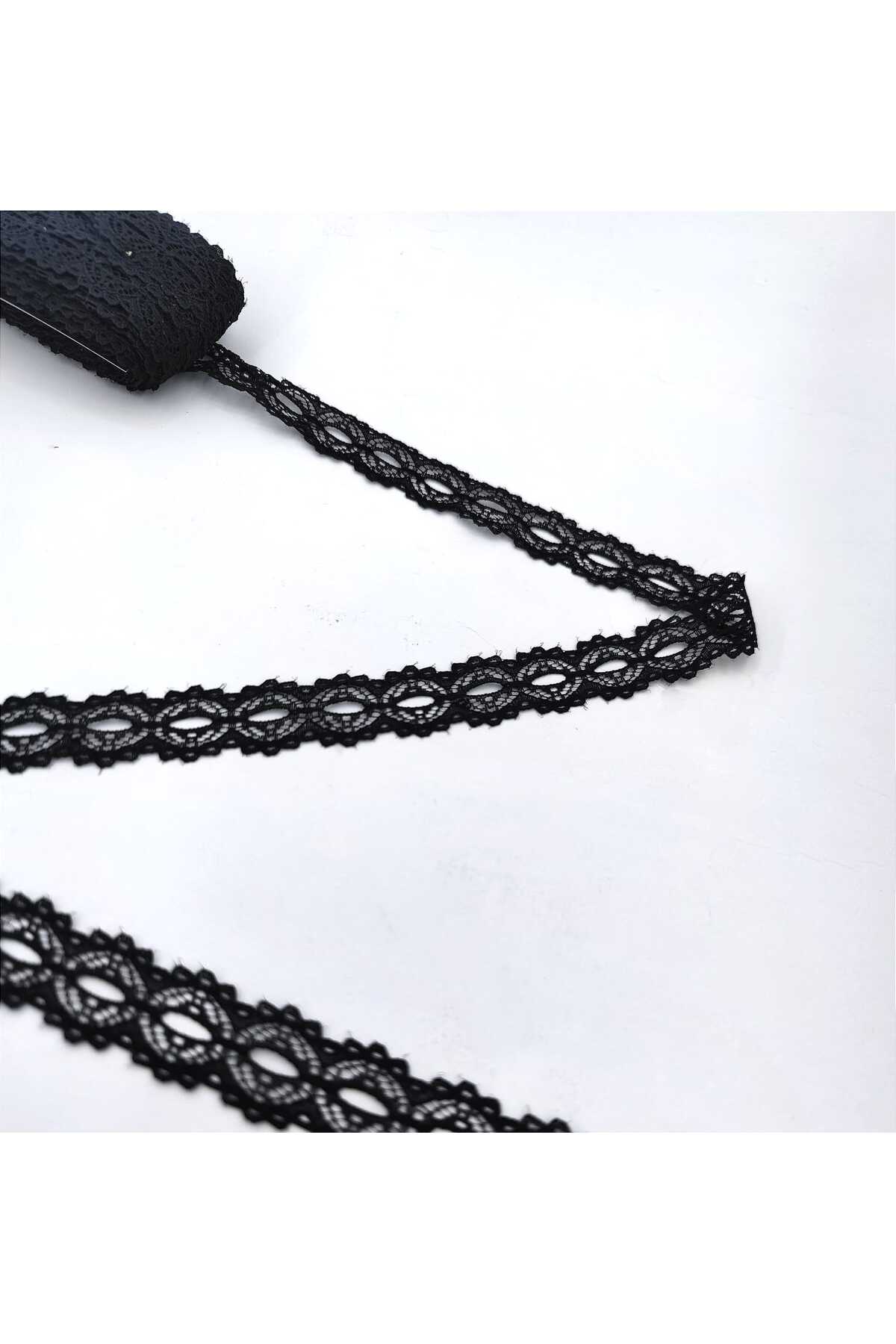 Lycra-Free Rigid Nylon Lace Width 2.5 cm Length 10 Meters Black Intermediate Model
