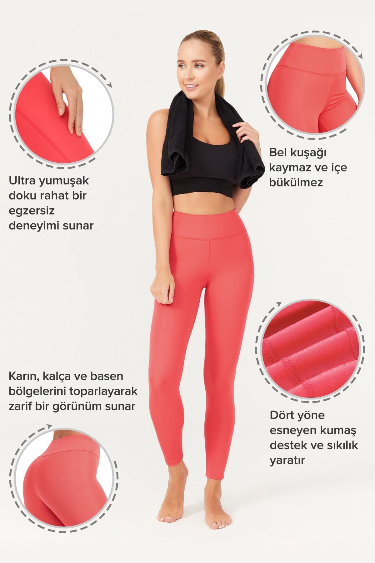 Los Ojos-Koralle Sport-Leggings mit hoher Taille und schmaler Passform für Damen – Basics 3