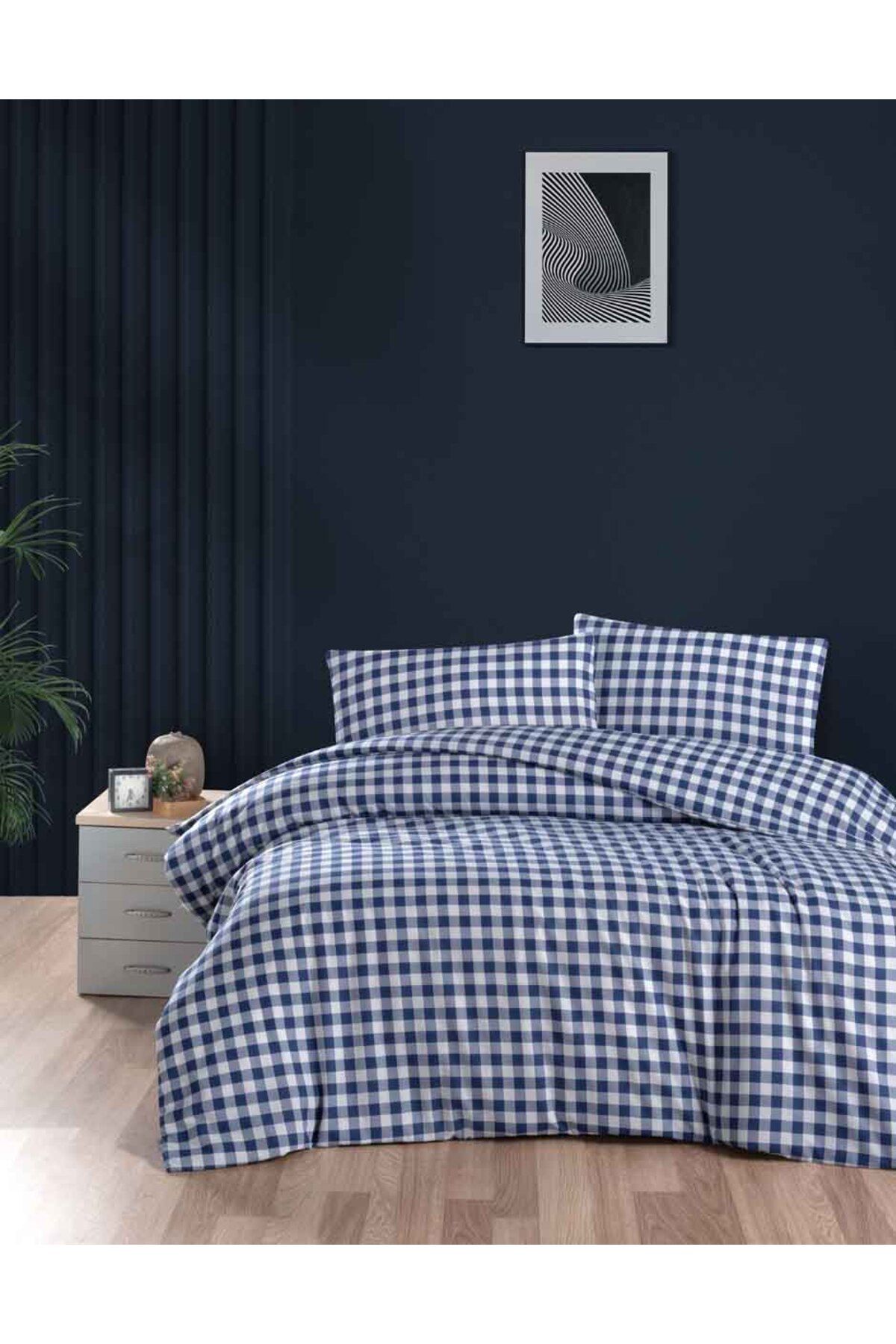 Menderes Home Cotton Collection Flanel R Set Cuvertură De Pilota Dublă Mongar Bleumarin - One Size