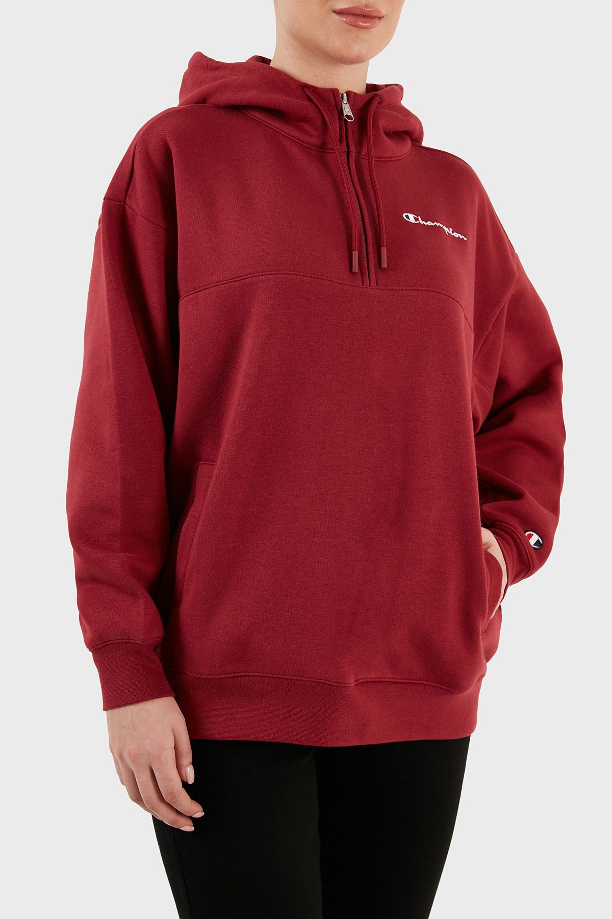 Champion Pamuklu Oversize ci Polarl Kapu onlu Sweat SWEAT 116581 TBR RS508 Kad n Giyim