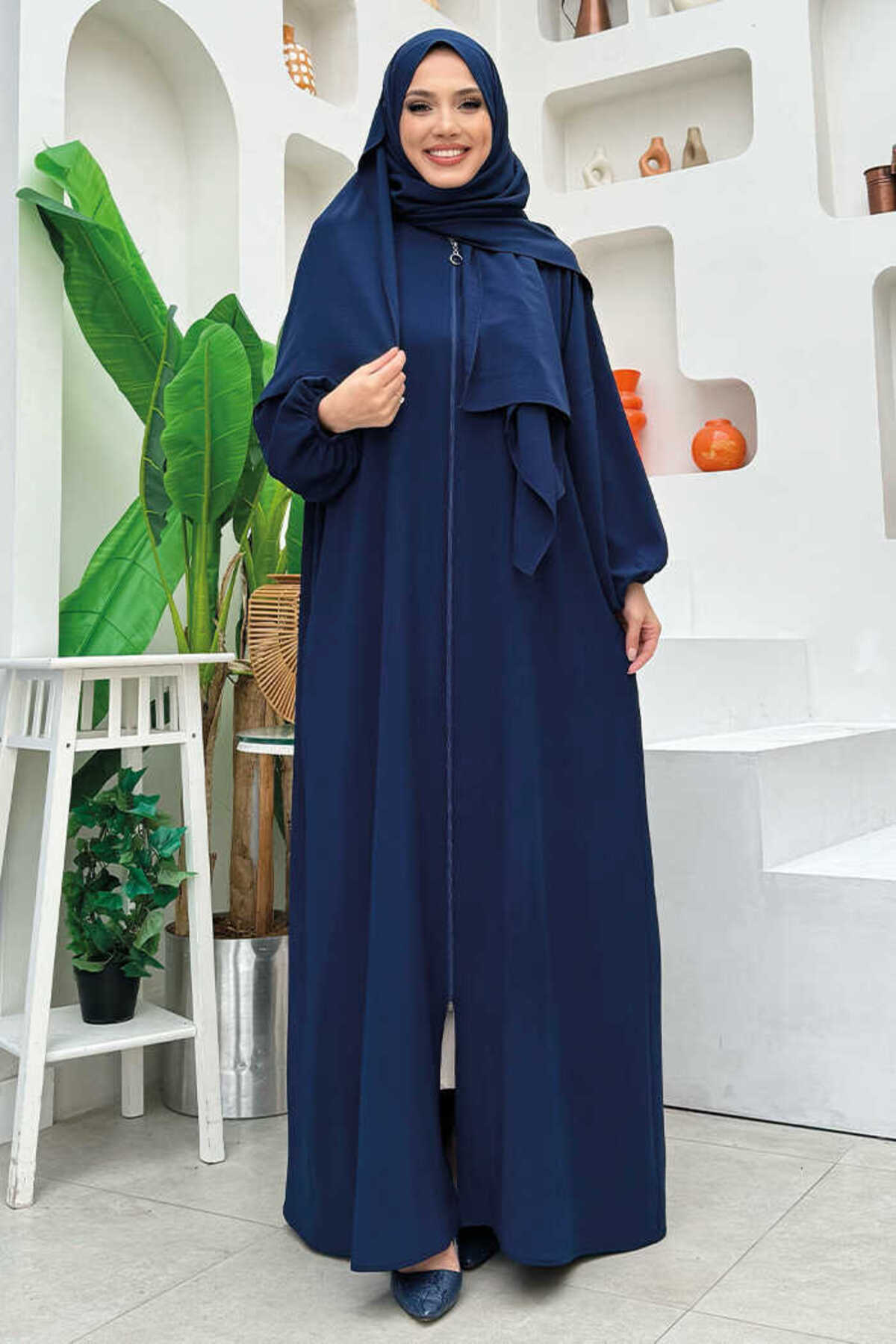Bym Fashion Şallı Namaz Elbisesi 3857 Lacivert - Fiyatı, Yorumları