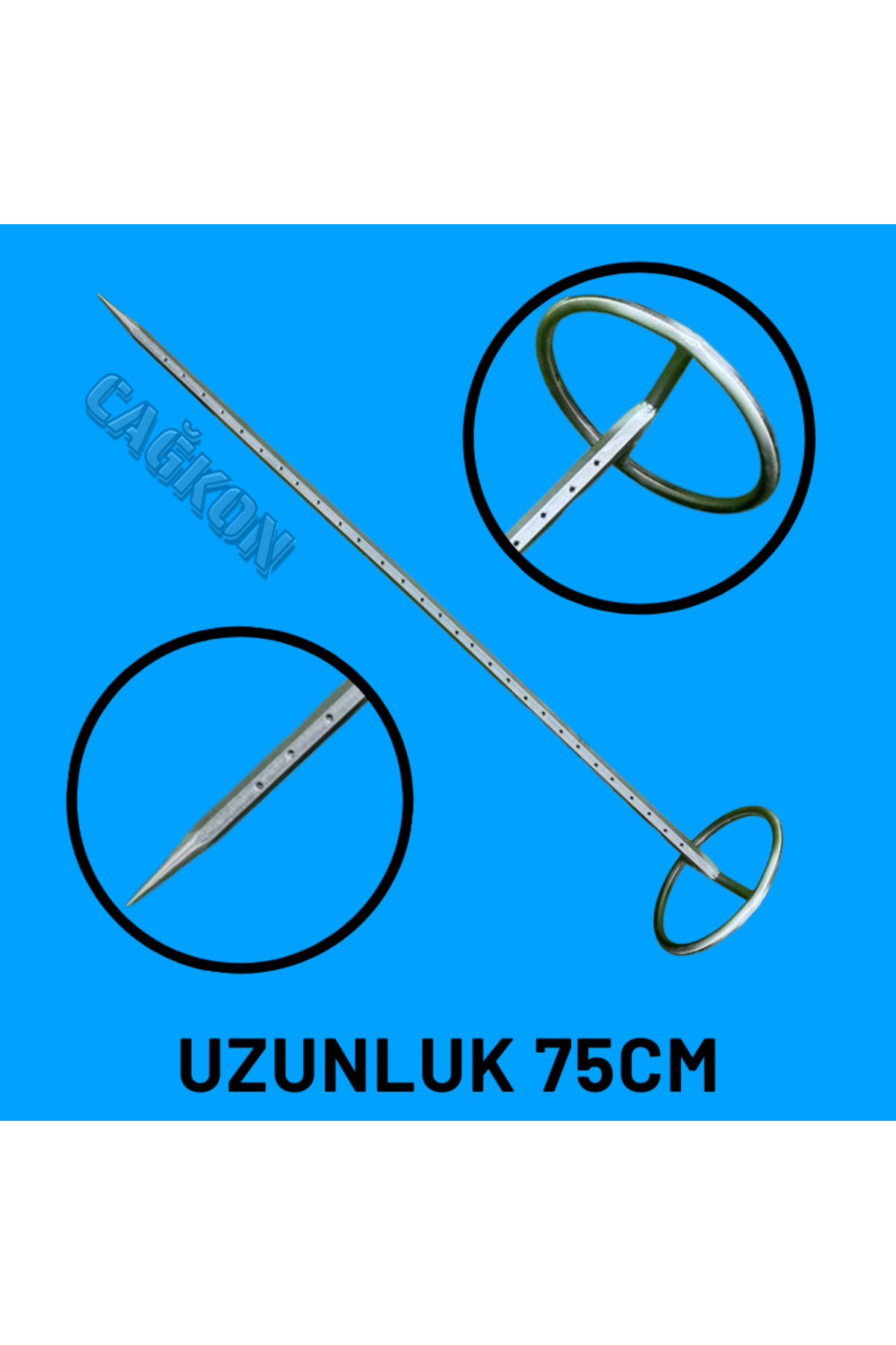 Endüstriyel Direksiyonlu Krom Cağ Kebap Ana Şiş 6 Köşe 75 cm TAMAMI KROM [kaplama değil]