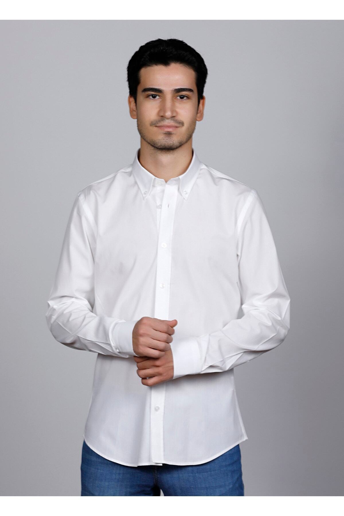 پیراهن مردانه سفید salve | SLV-22107 اورجینال - تصویر 3