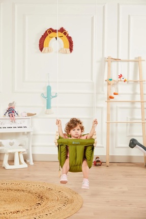 Just Swing Konfor Bebek Ahşap Salıncak, Tavana Asılan Çocuk Salıncağı