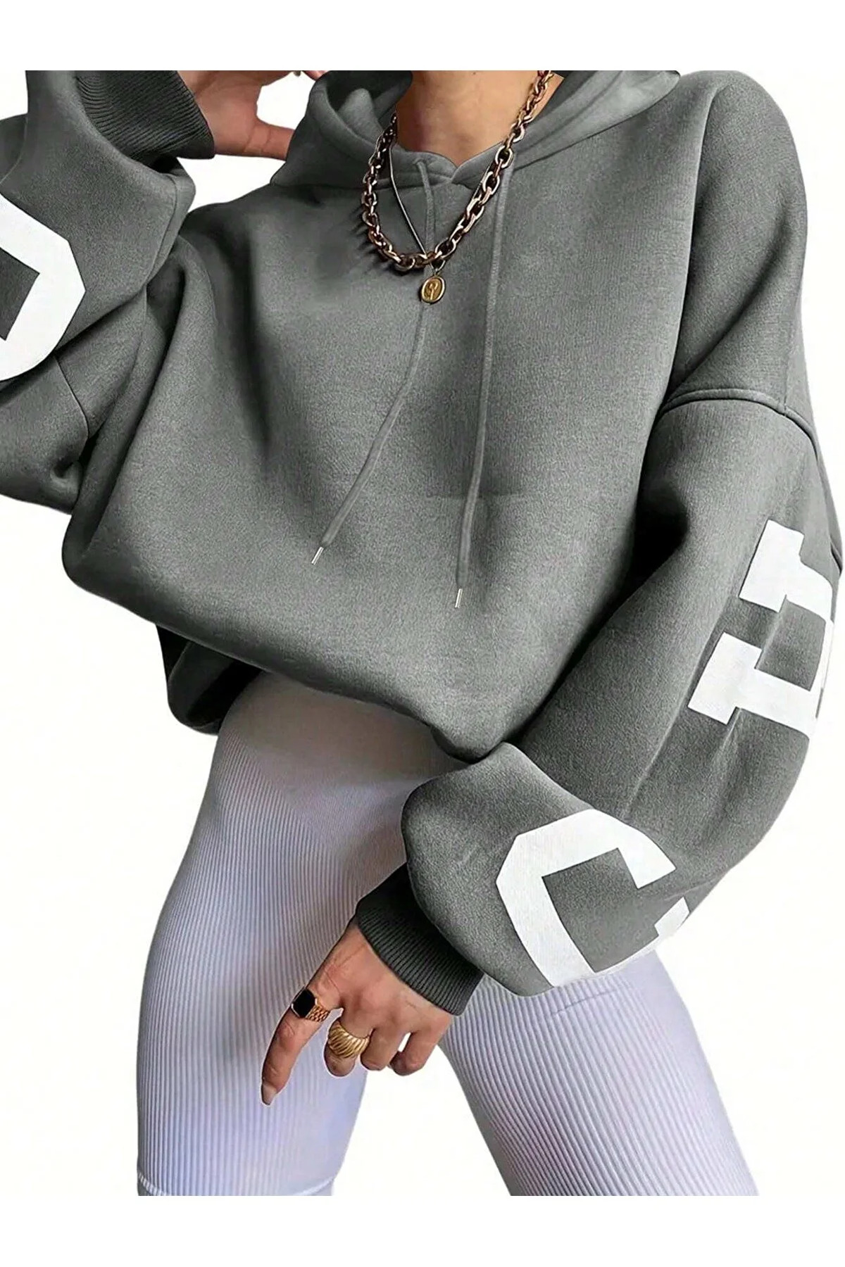Machetta Unisex Büyük Beden Chicago Baskılı Kapüşonlu Oversize Sweatshirt Hoodie görsel 2