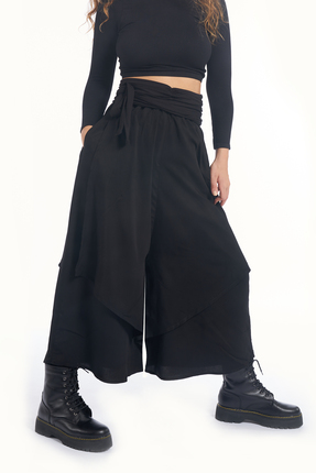 Catz Clothes Kadın Pantolon Etek - Siyah Viskon Gloria - Kemer Dahil - Rahat ...