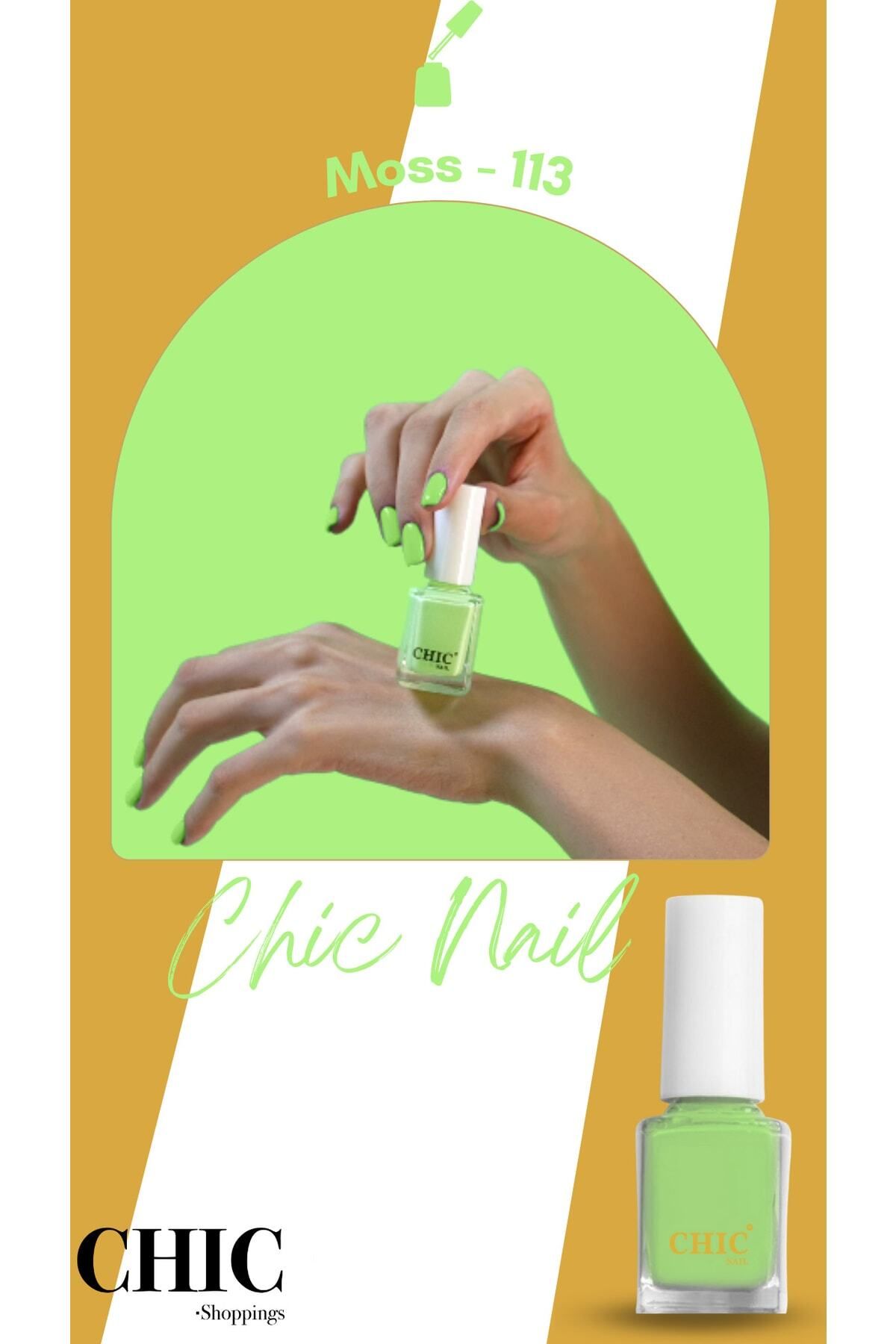 لاک ناخن سبز روشن خزه 113 Chic Nail