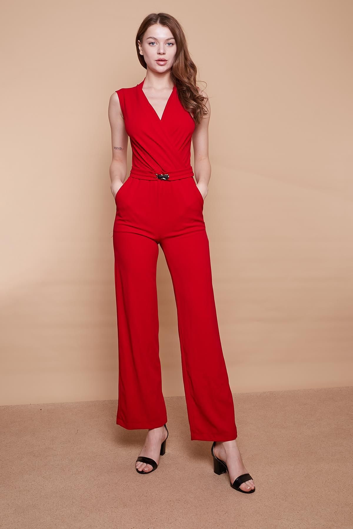 Red jump suits hot sale