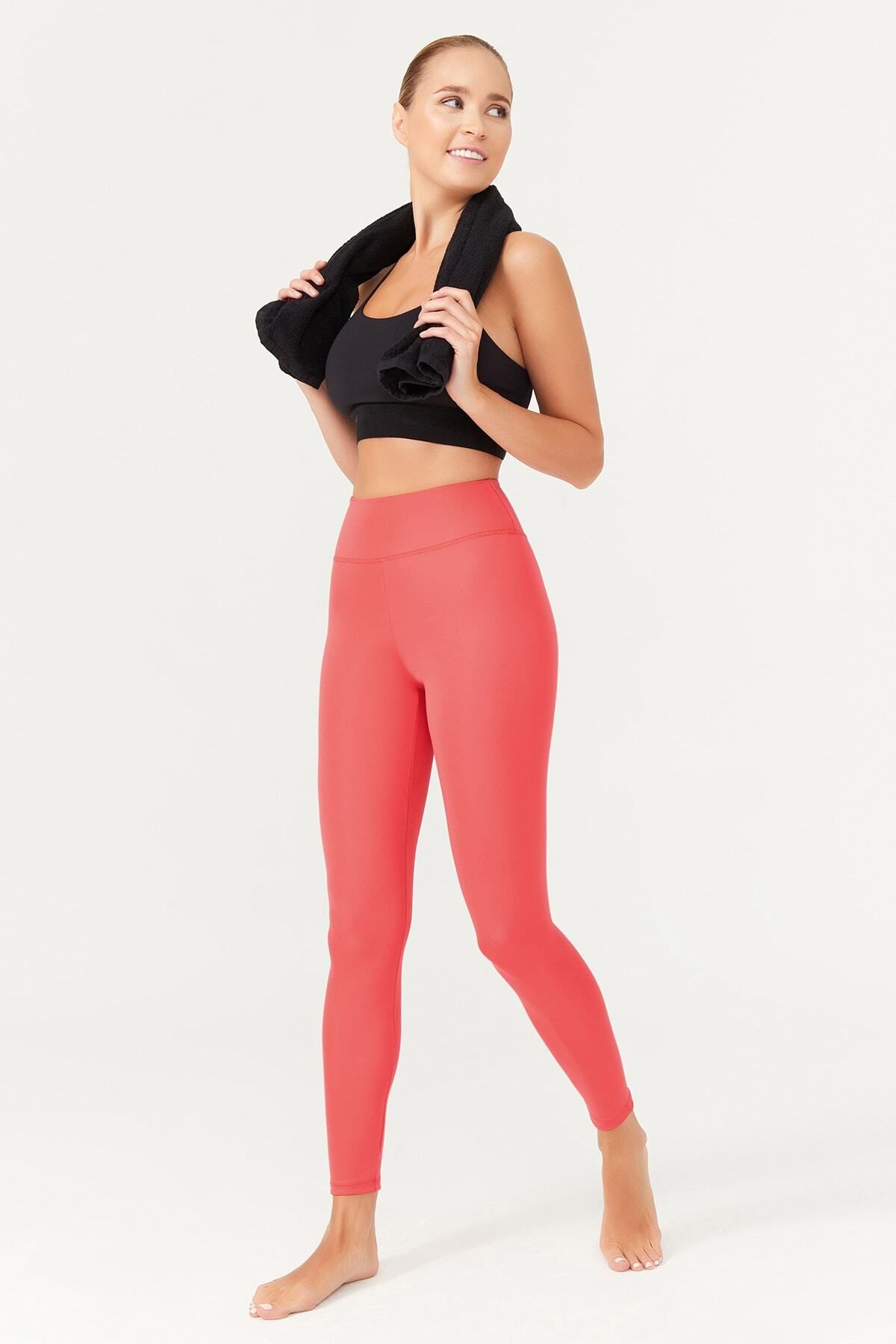 Los Ojos-Koralle Sport-Leggings mit hoher Taille und schmaler Passform für Damen – Basics 6