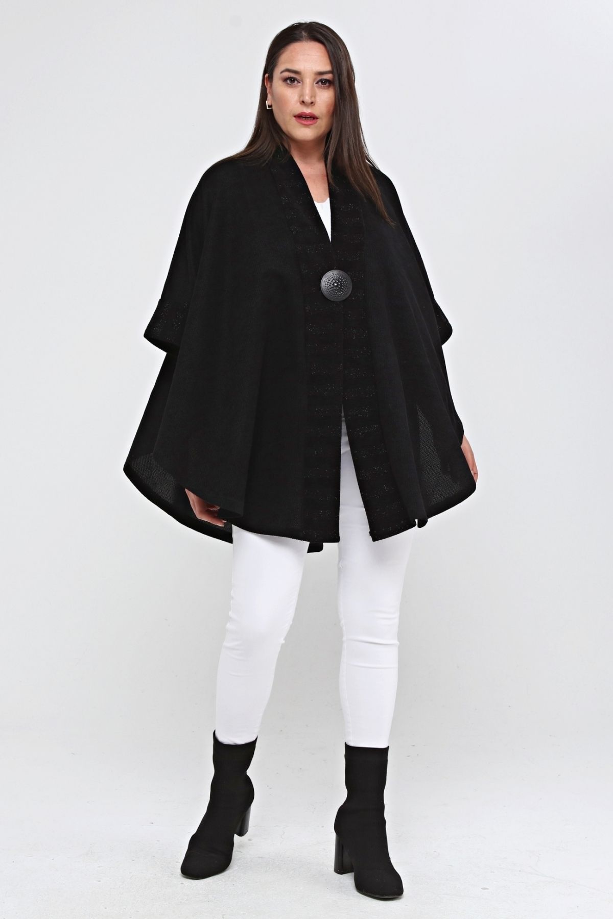 Black cheap poncho cardigan