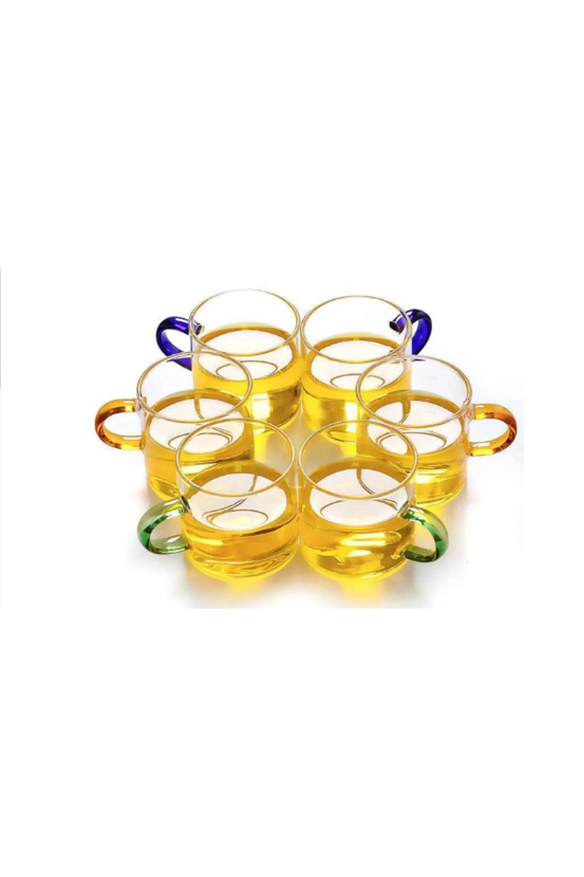 cam34-6-Piece Borosilicate Thermosil Transparent Handled Mug Set Glass Handled Mug 200 ml Colored Handle 2
