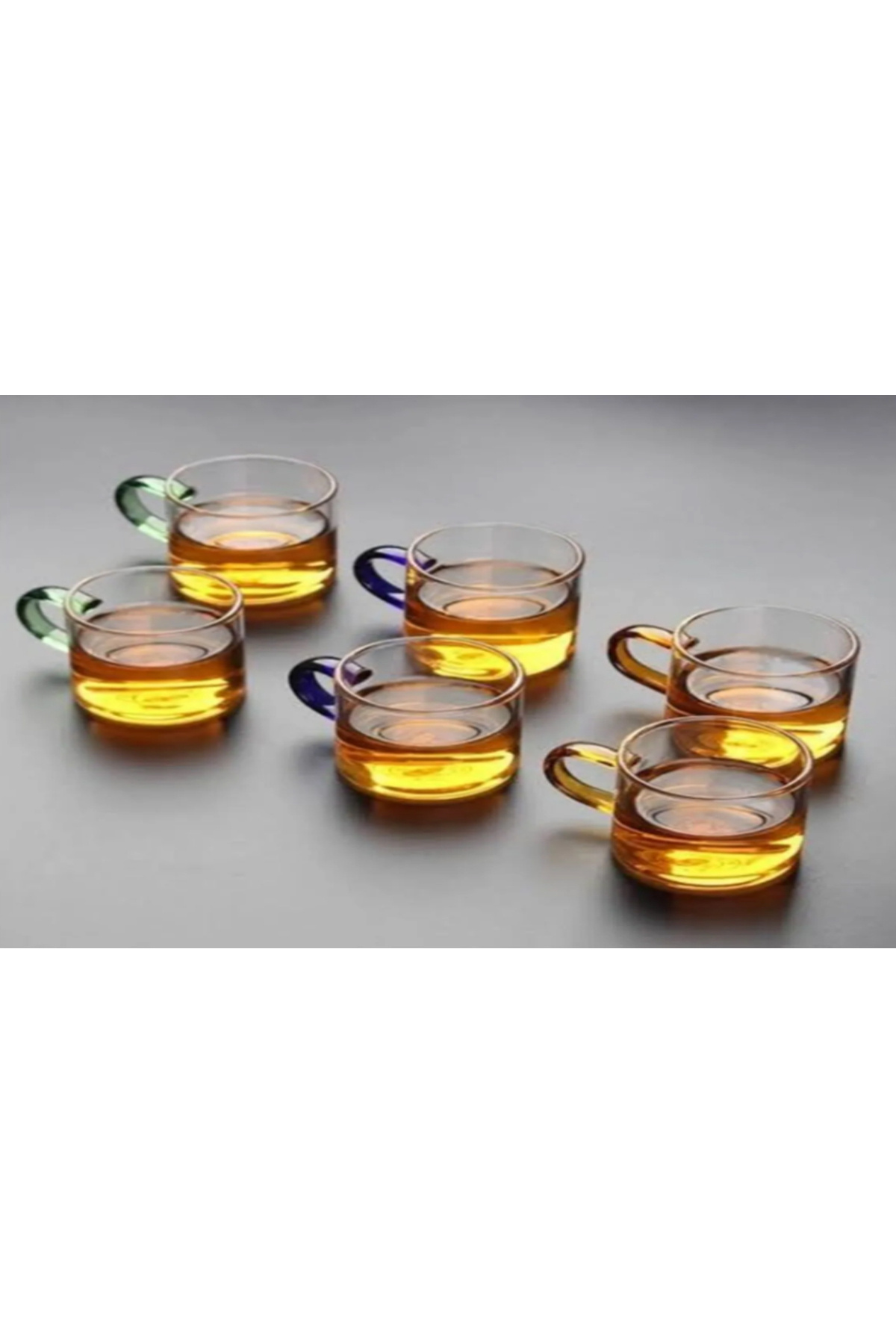 cam34-6-Piece Borosilicate Thermosil Transparent Handled Mug Set Glass Handled Mug 200 ml Colored Handle 4