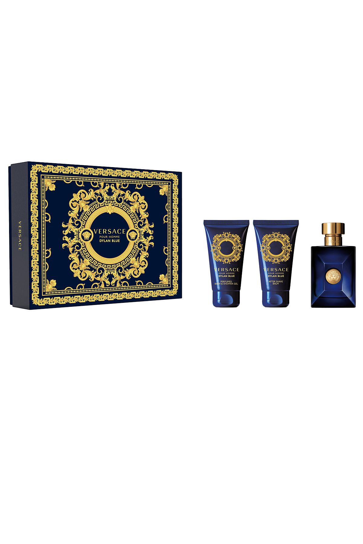 Versace Dylan Blue EDT Набор 23 (духи 50 мл + гель для душа 50 мл + средство после бритья 50 мл) 8011003885138