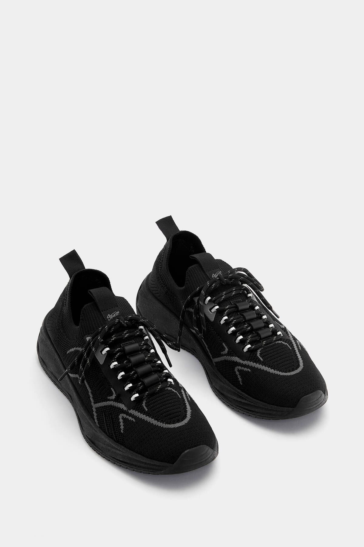 اسنیکر مشکی مردانه Pull Bear کفش ورزشی بافتنی Pull & Bear
