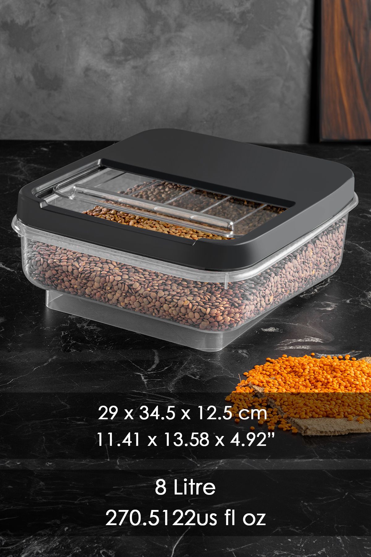 Meleni Home-2-Piece 8 Lt - Multibox Food Storage Container with Sliding Lid Multi-Purpose Organizer Storage Box Anthracite 3