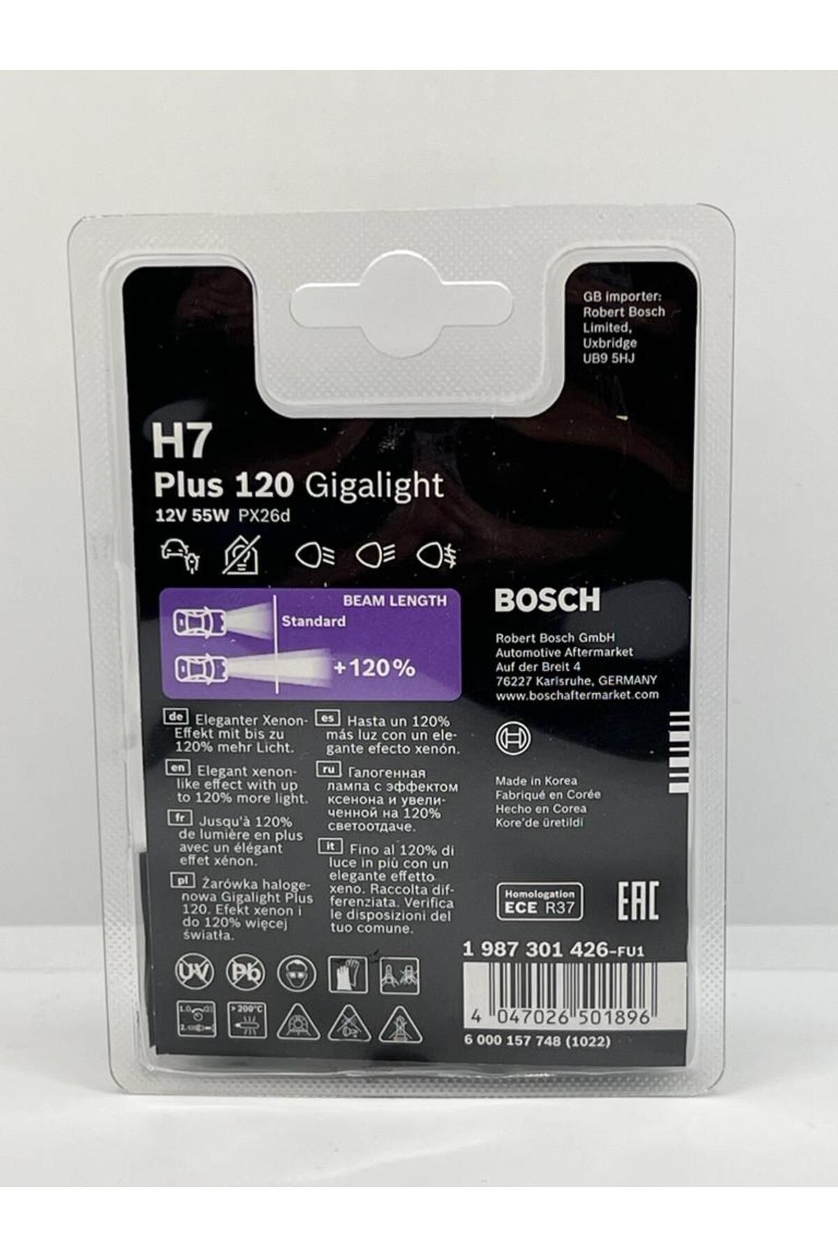 Bosch Plus 200 Gigalight als H7- und H4-Licht