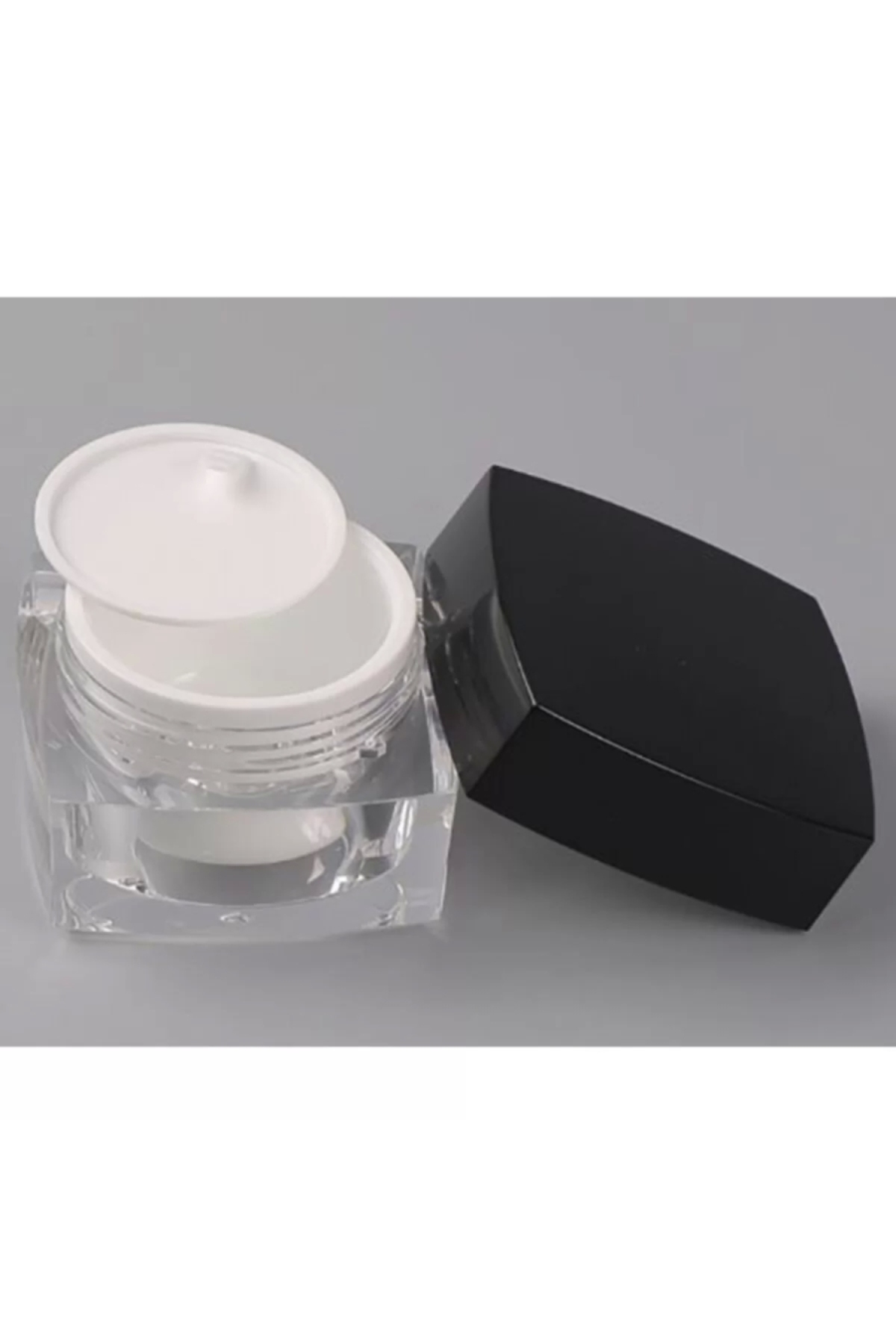 5 Ml Krem Kavanozu,kozmetik Kutusu, Siyah Kapaklı Akrilik Krem Kutusu 2 Li Set — سفید TNC.AKS.KRM-SYH — تصویر 3 از 5