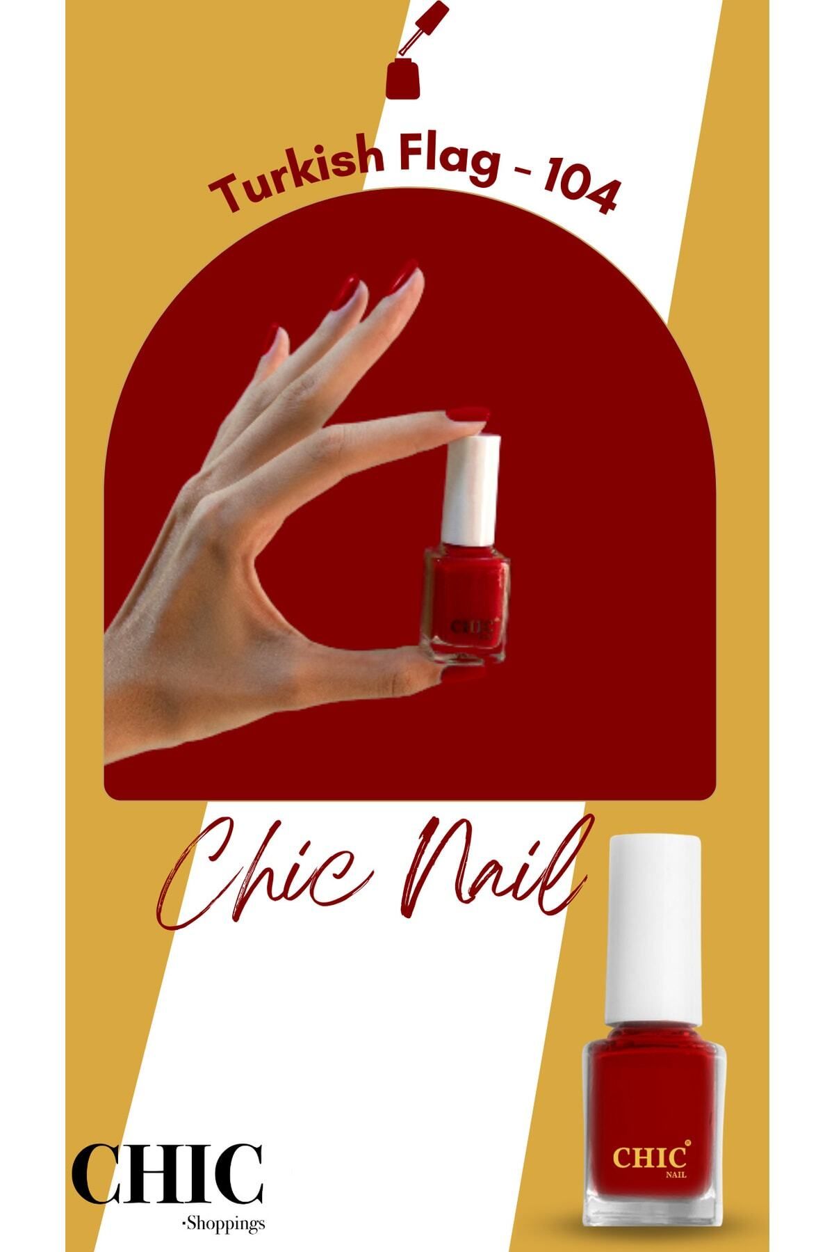 لاک ناخن قرمز پرچم ترکیه 104 Chic Nail