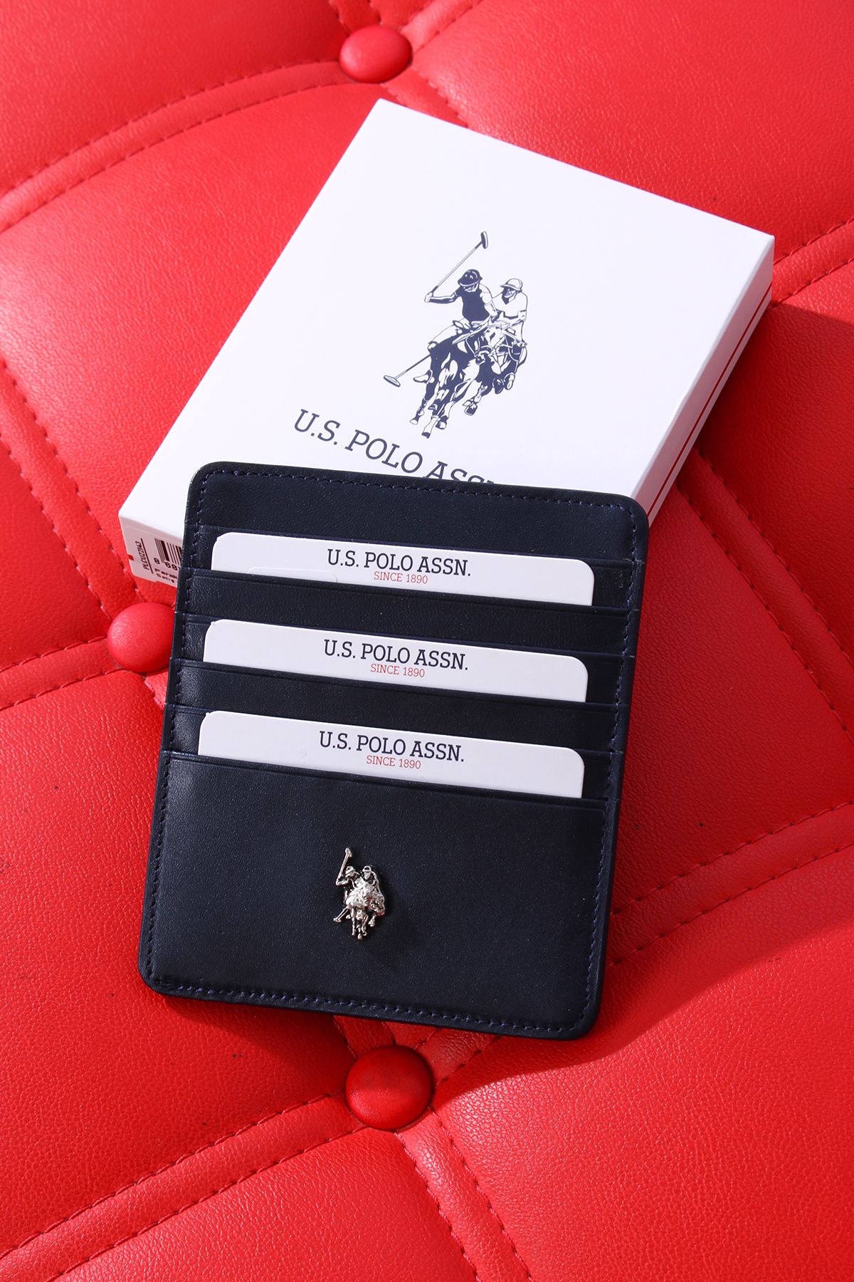 BASE. POLO ASSN. 9608-09-10 جای کارت کیف پول چرم اصل آبی سرمه ای U.S. Polo Assn.