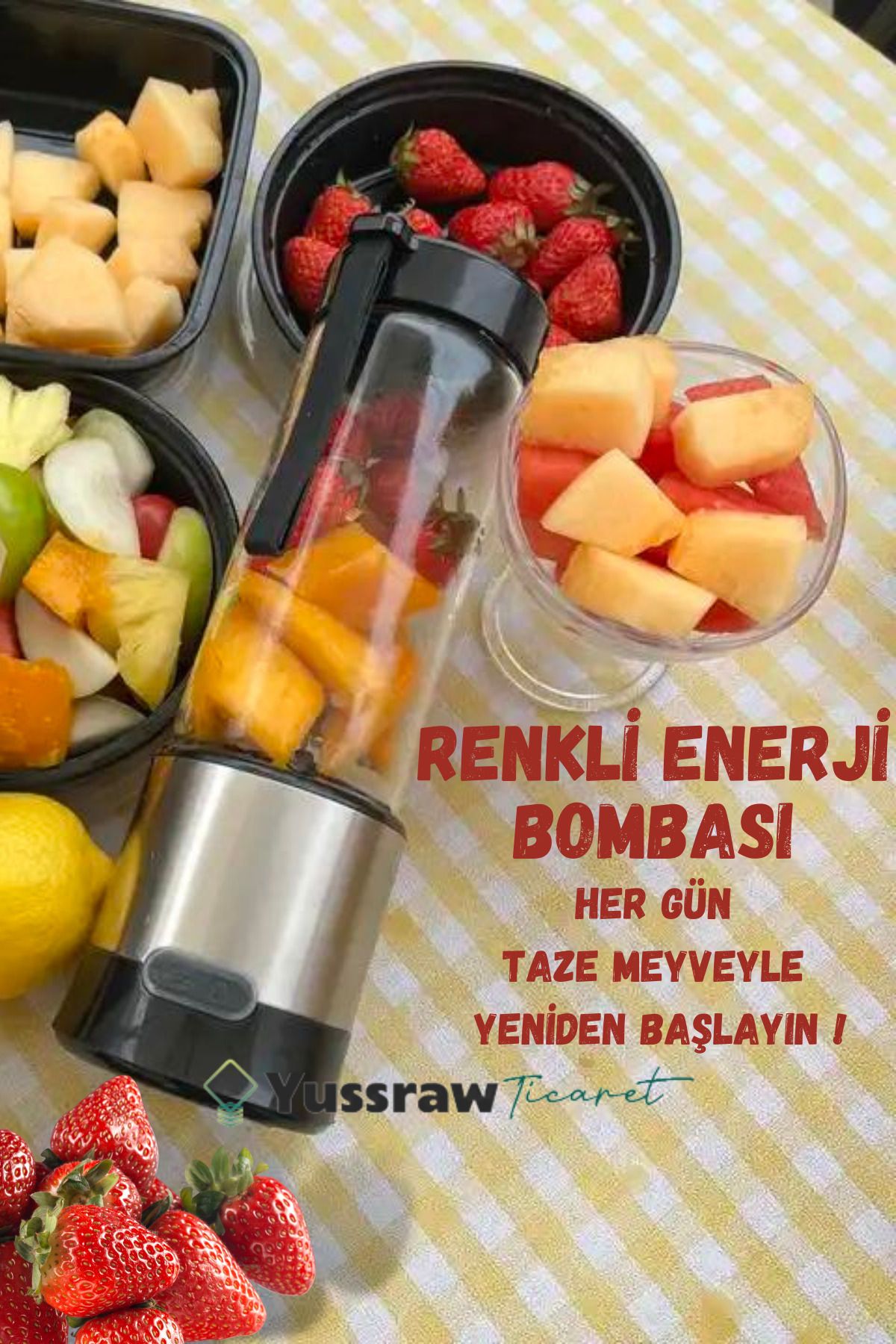 Yussraw-Portable Rechargeable Personal Blender with Blade Ice Crusher with 450 ml + 350 ml glass 3
