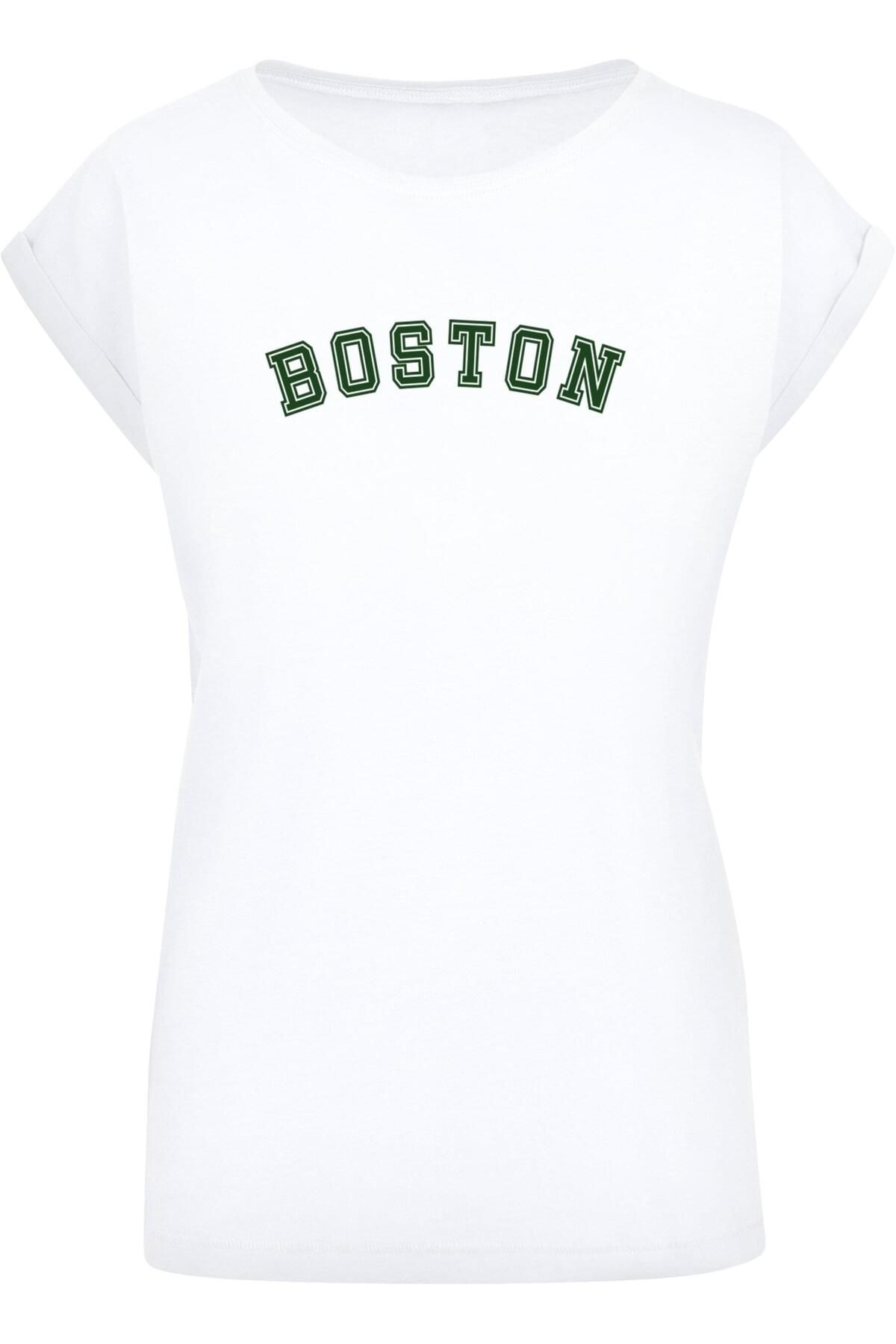 Merchcode Damen Ladies Boston Extended Shoulder T-Shirt - Trendyol