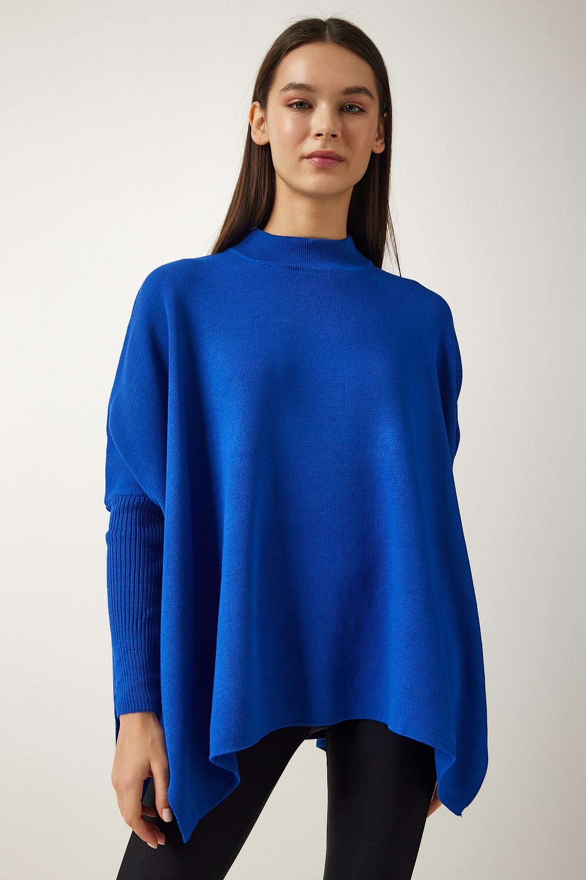 Blue poncho sweater discount