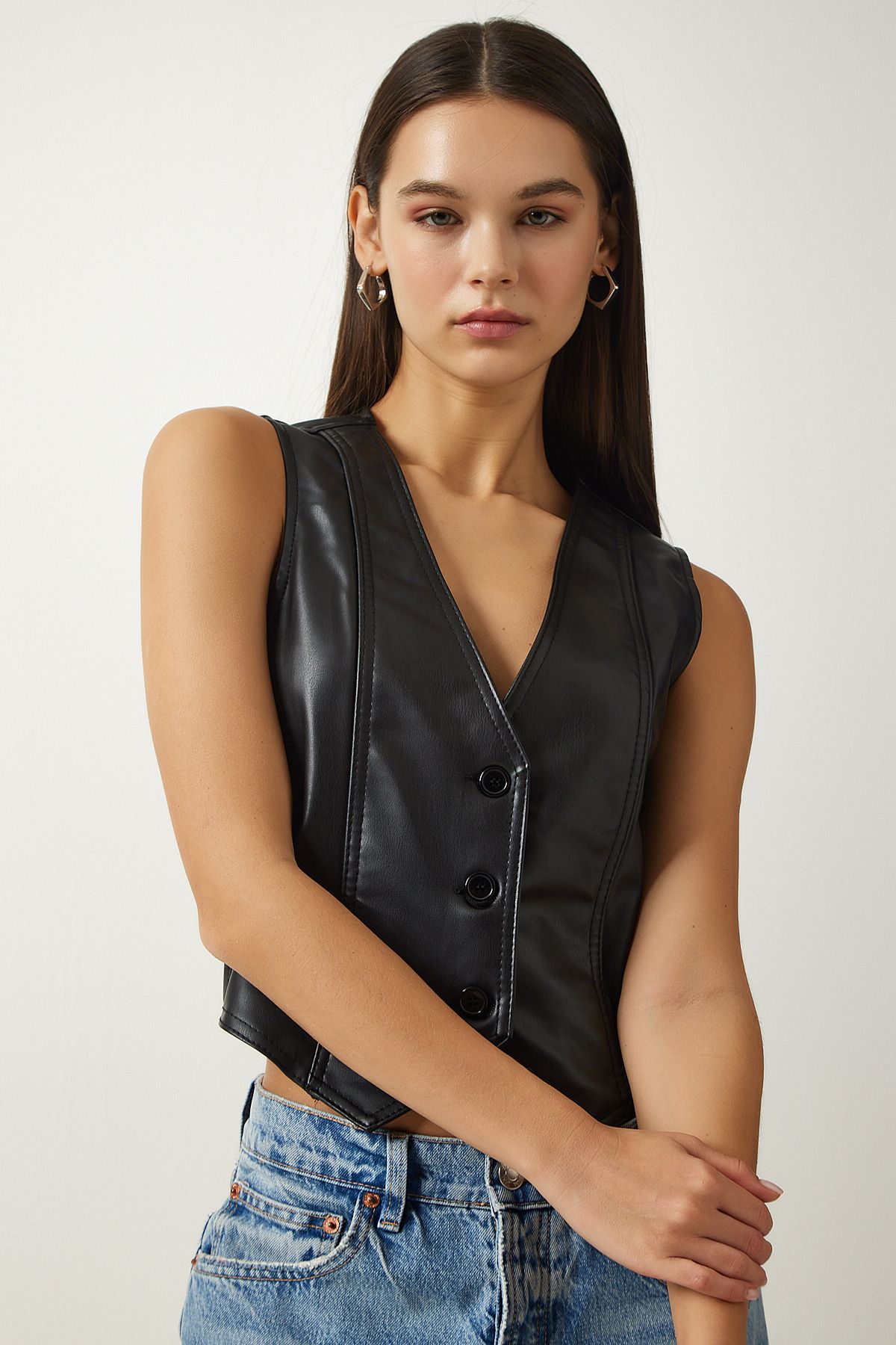 Women's faux shop leather vests