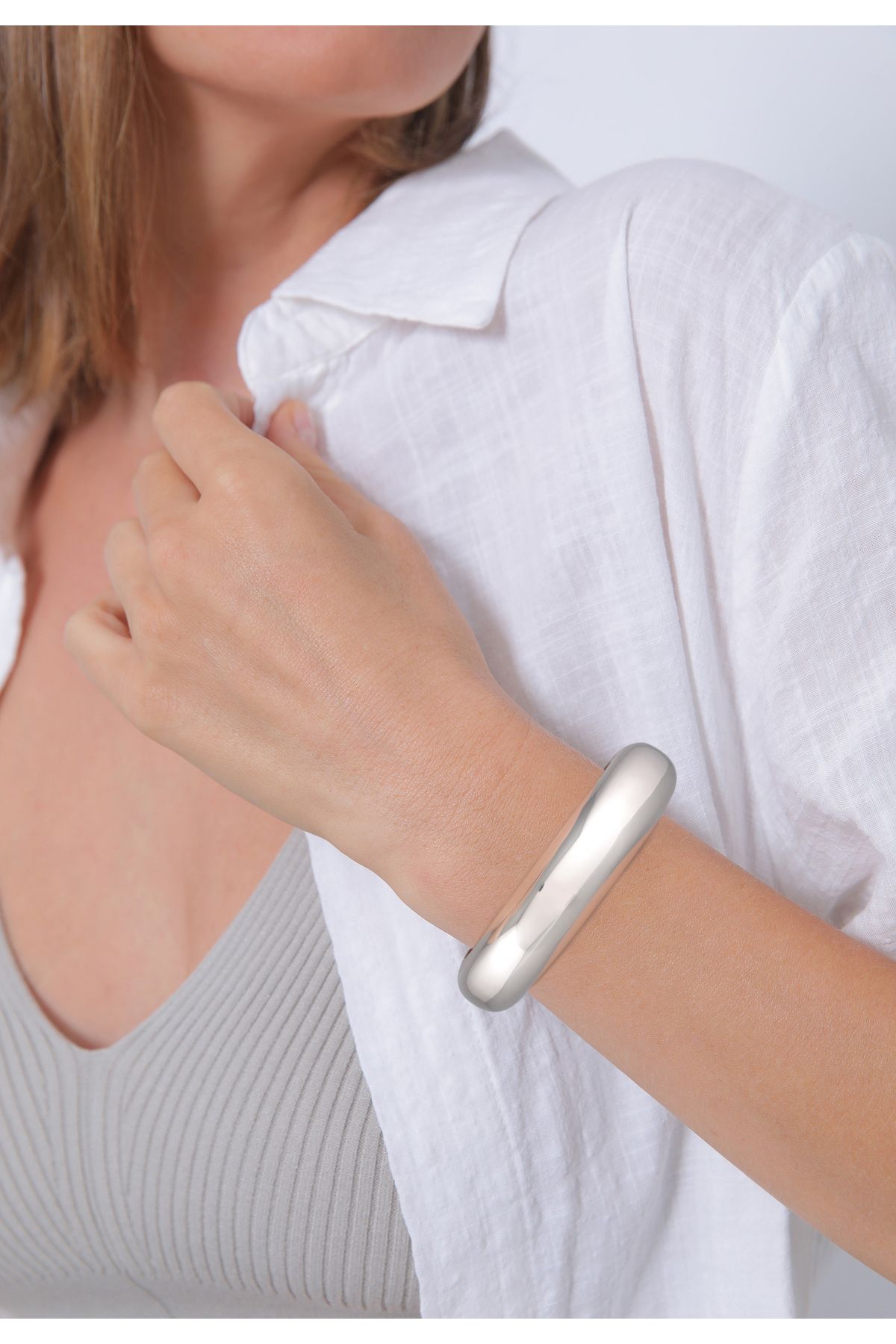 ELLI-Kol Bandı Armreif Armspange Offen Breit Klobig 925 Silber 4