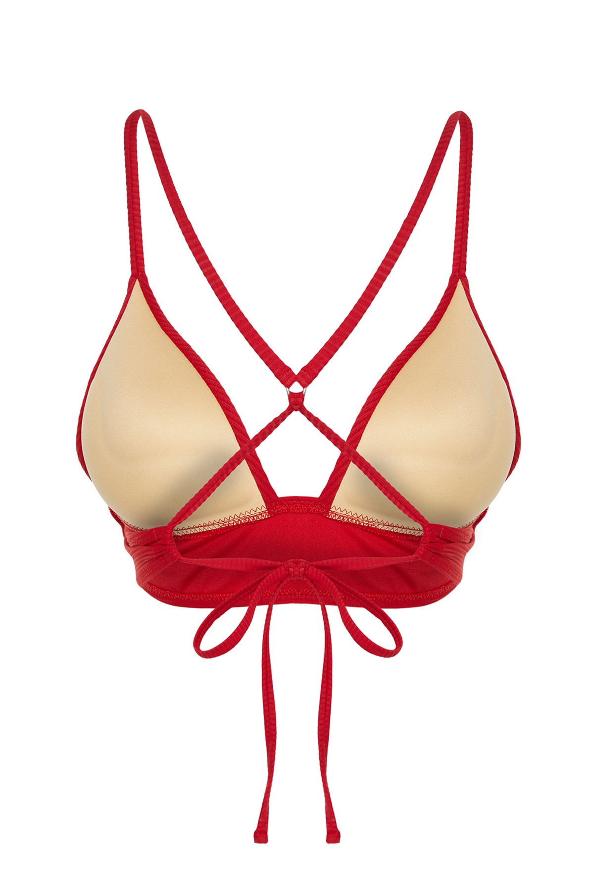 Trendyol Collection-Red Triangle Push Up Textured Bikini Top TBESS21BU0010 7