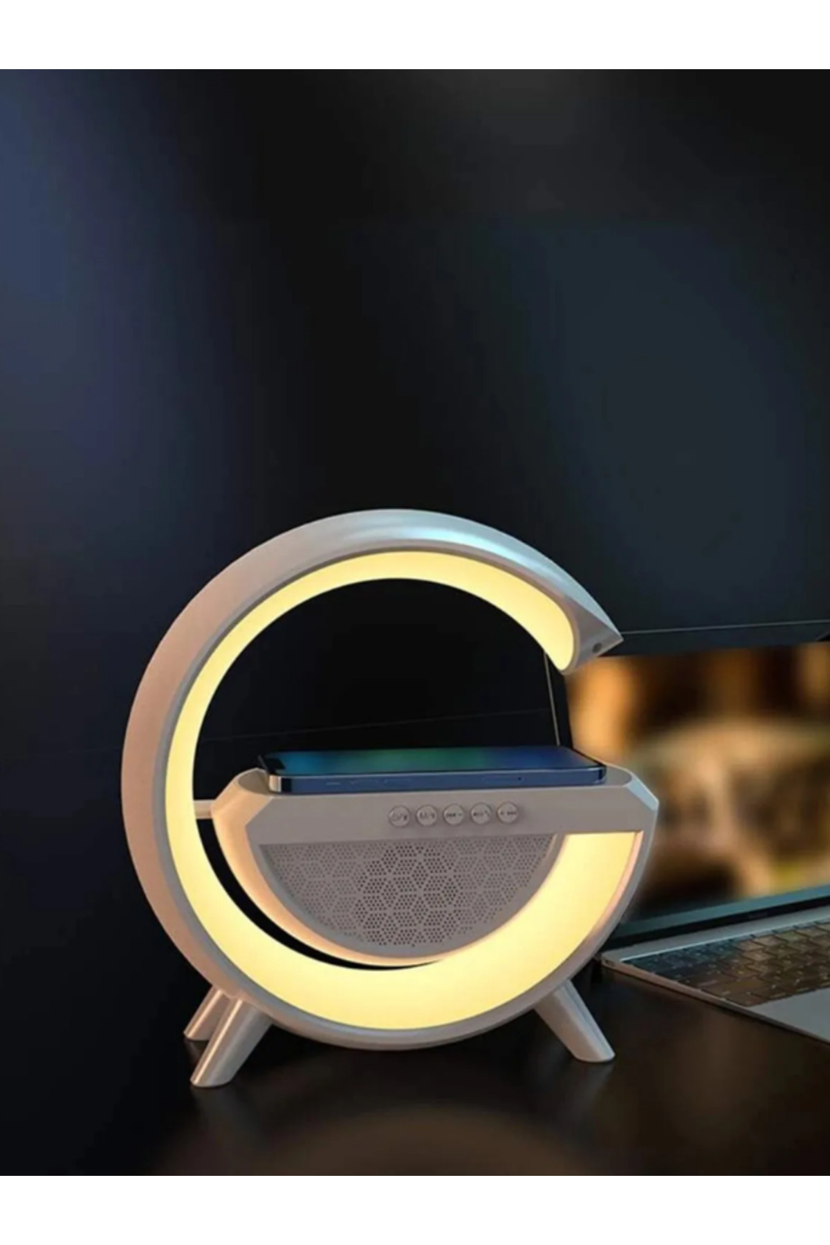 Akıllı Gece Lambası Speaker Bluetooth Hoparlör Kablosuz Şarj Rgb Masa Lambası Yatak Odası Dekor 3in1 6
