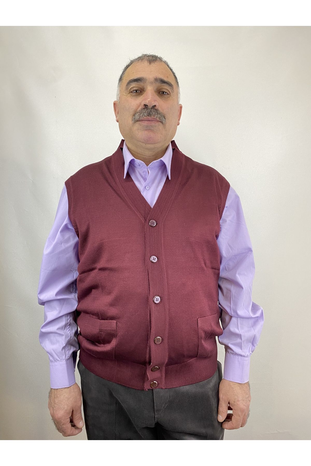 ECALAMODE Vestă Pentru Tată De Vârstă Mijlocie Și Peste Cu Buzunare Duble Cu Nasturi Masculin - 2